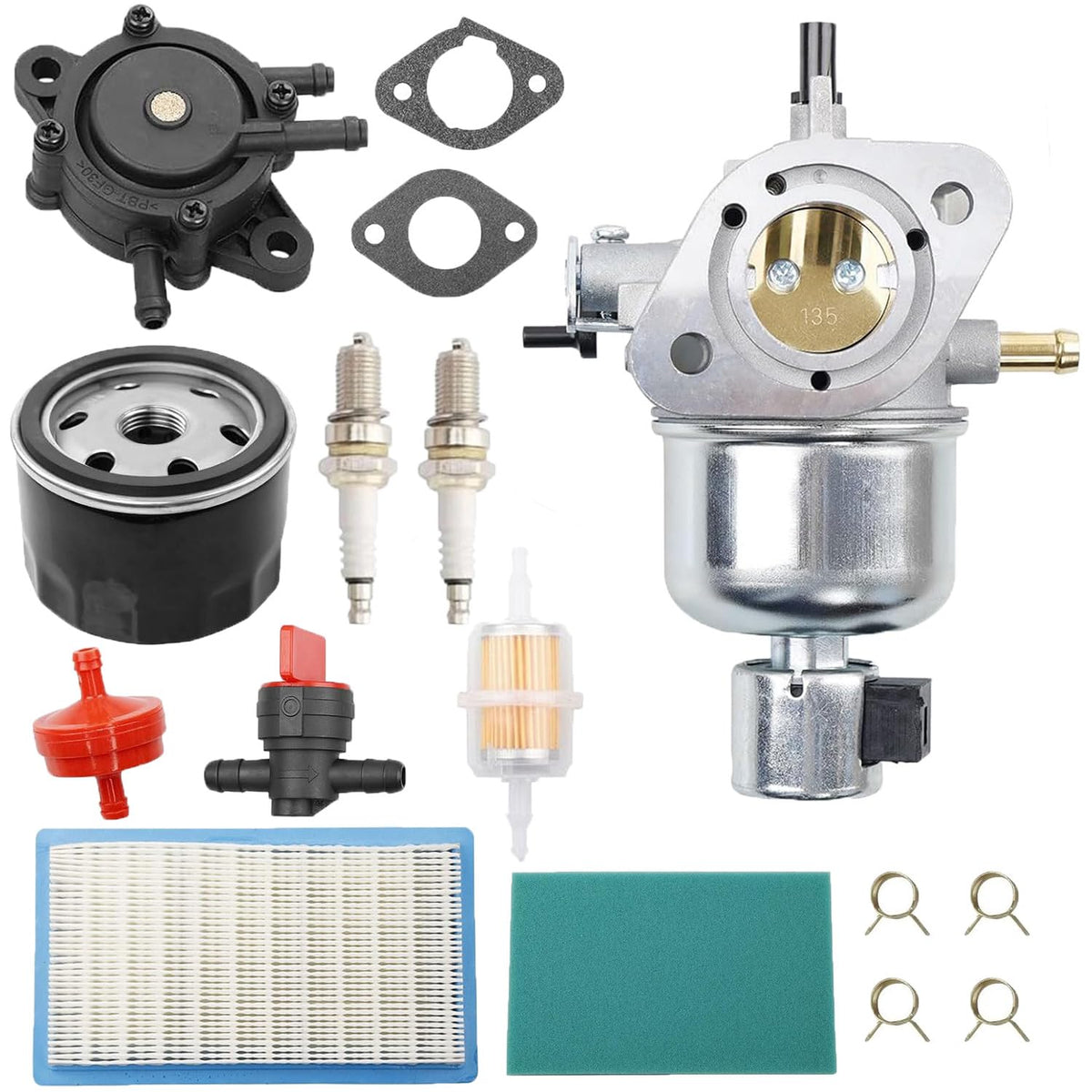 Carburetor Compatible with John Deere MIA10591 X300 X300R X304 Series Tractor,Carb Tune Up Kit Includes Fuel Pump & Spark Plug &