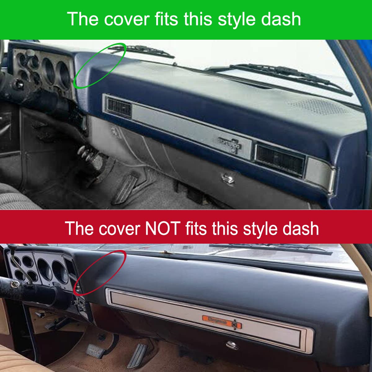 Yiz Dash Cover Mat Custom Fit For 1981-1991 Chevrolet Chevy C/K/R/V Series Suburban Blazer,Gmc C/K/R/V Series Jimmy,Dashboard Co
