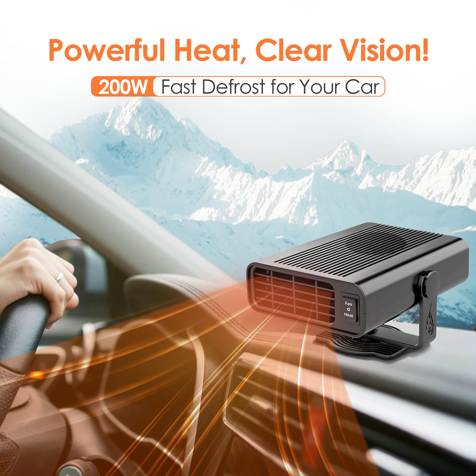 200W Car Heater,12V Portable Car Heater That Plugs Into Cigarette Lighter Electric Car Heater Defroster, 2 In 1 Heating & Coolin