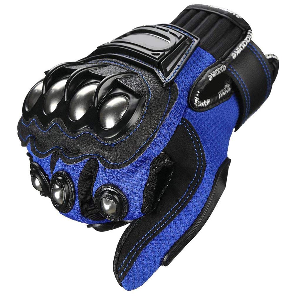 Steel Outdoor Knuckle Motorcycle Motorbike Powersports Safety Gloves (X-Large, Blue)