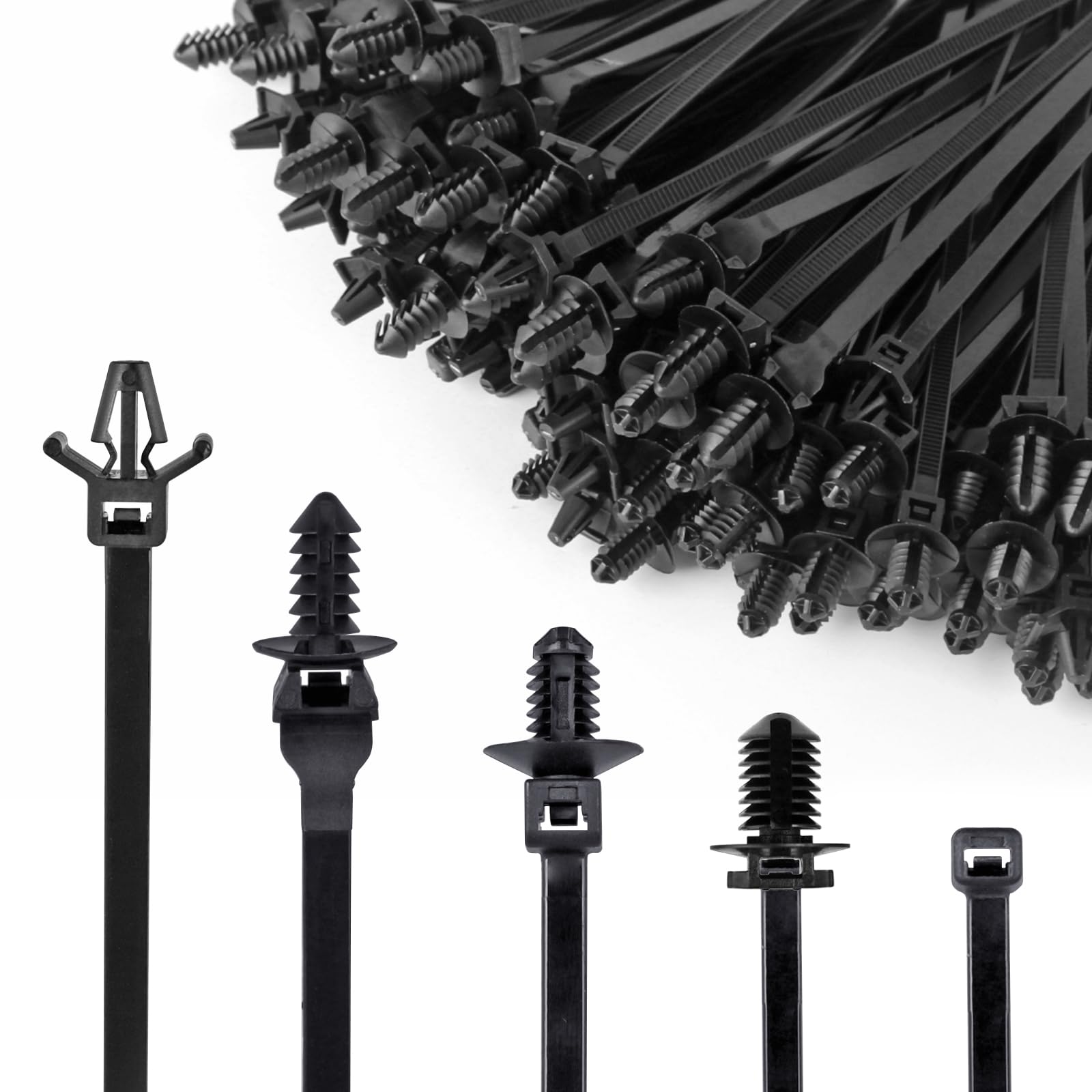 Xislet 160Pcs Universal Push Mount Cable Zip Tie Compatible with Cars Boat Trailer Polaris UTV Side By Side Jeep Wrangler Nylon 