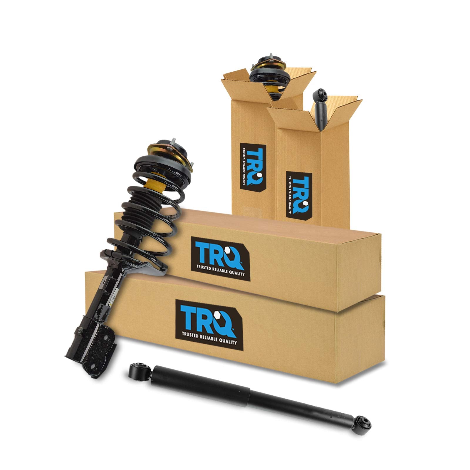 Trq Front And Rear Complete Strut Assembly & Shock Absorber Kit Complete Strut & Coil Spring Assembly Compatible With 1997-1999 