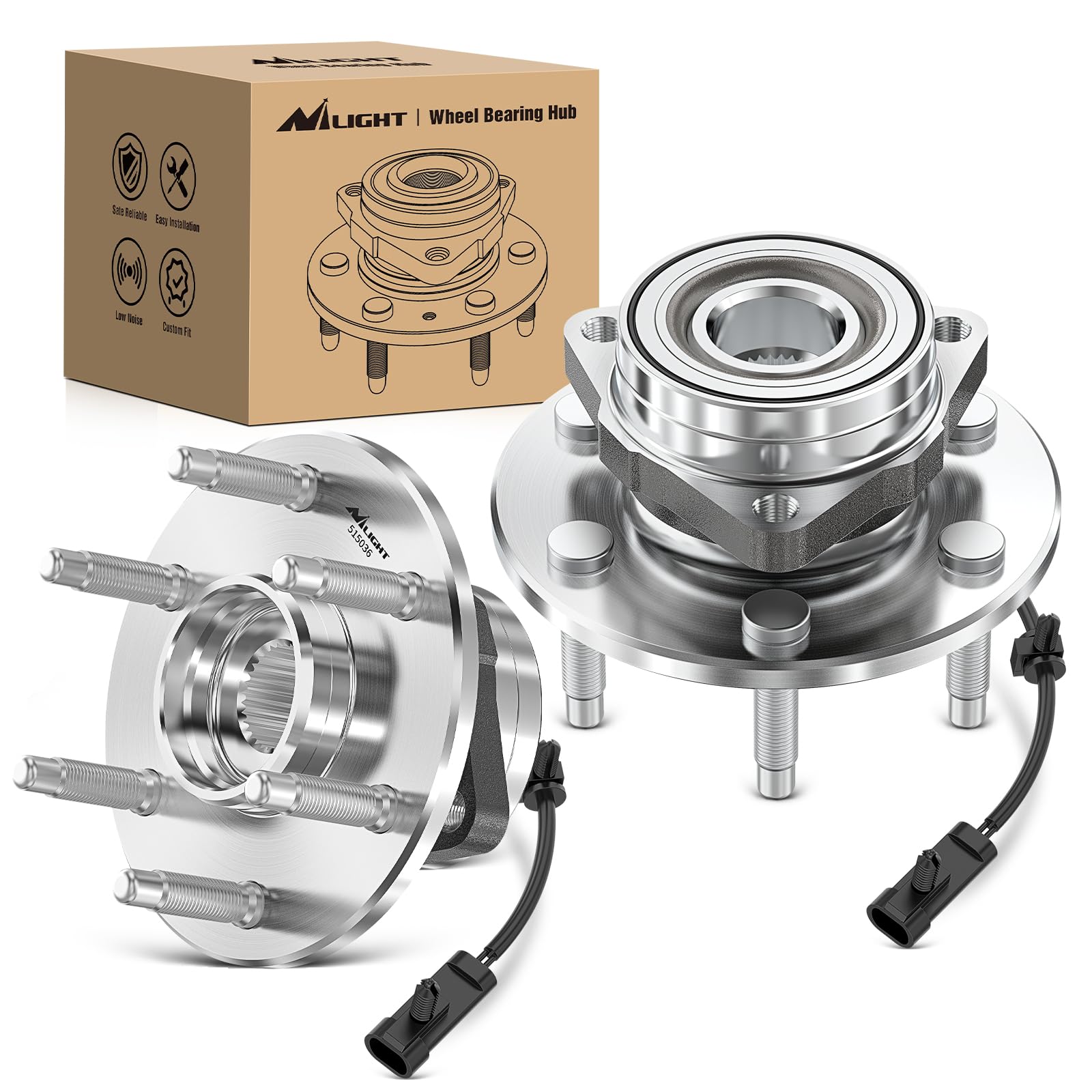 Nilight Front Wheel Bearing Hubs Assembly for GMC Chevy Silverado Sierra Avalanche 1999 2000 2001 2002 2003 2004 2005 2006, Yuko
