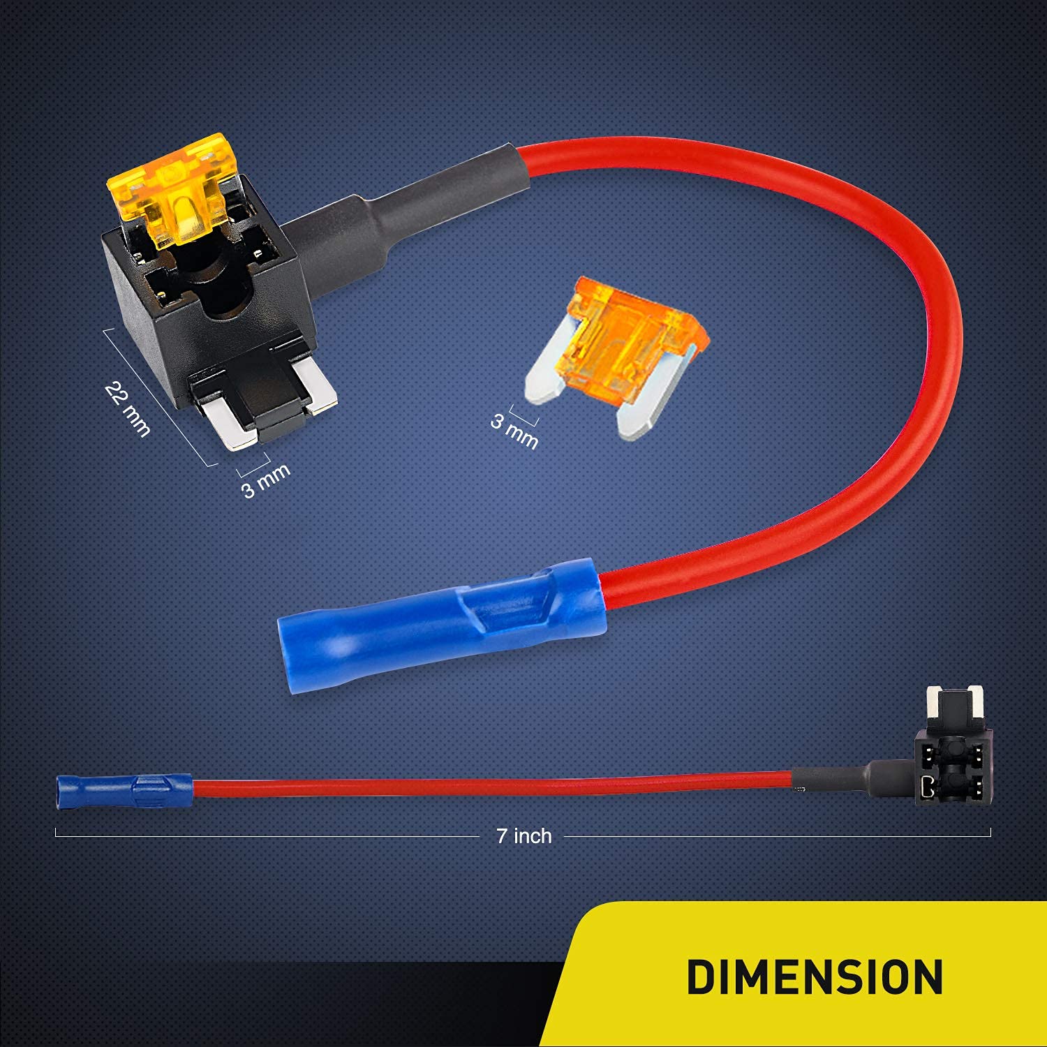 Nilight - 50038R 10 Pack 12V Car Add-A-Circuit Fuse Tap Adapter With 5 Amp Low Profile Mini Blade Fuse Set For Cars Trucks Boats,Blue, Red, Black, Orange