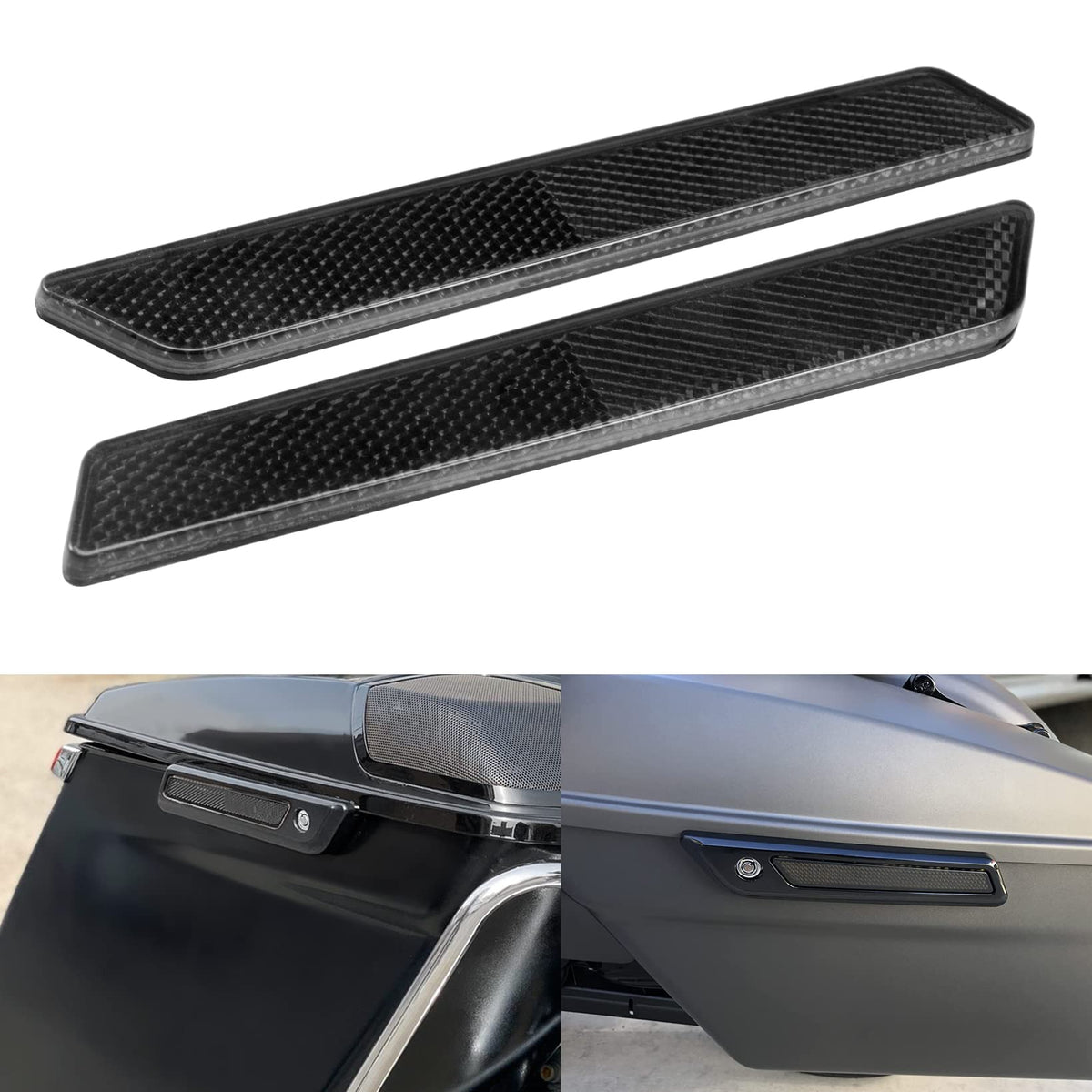 Anonemoto Black Saddle Bag Reflector Inserts, Saddlebag Latch Cover Reflector Compatible For Harley Touring 2014-2024 Street Gli
