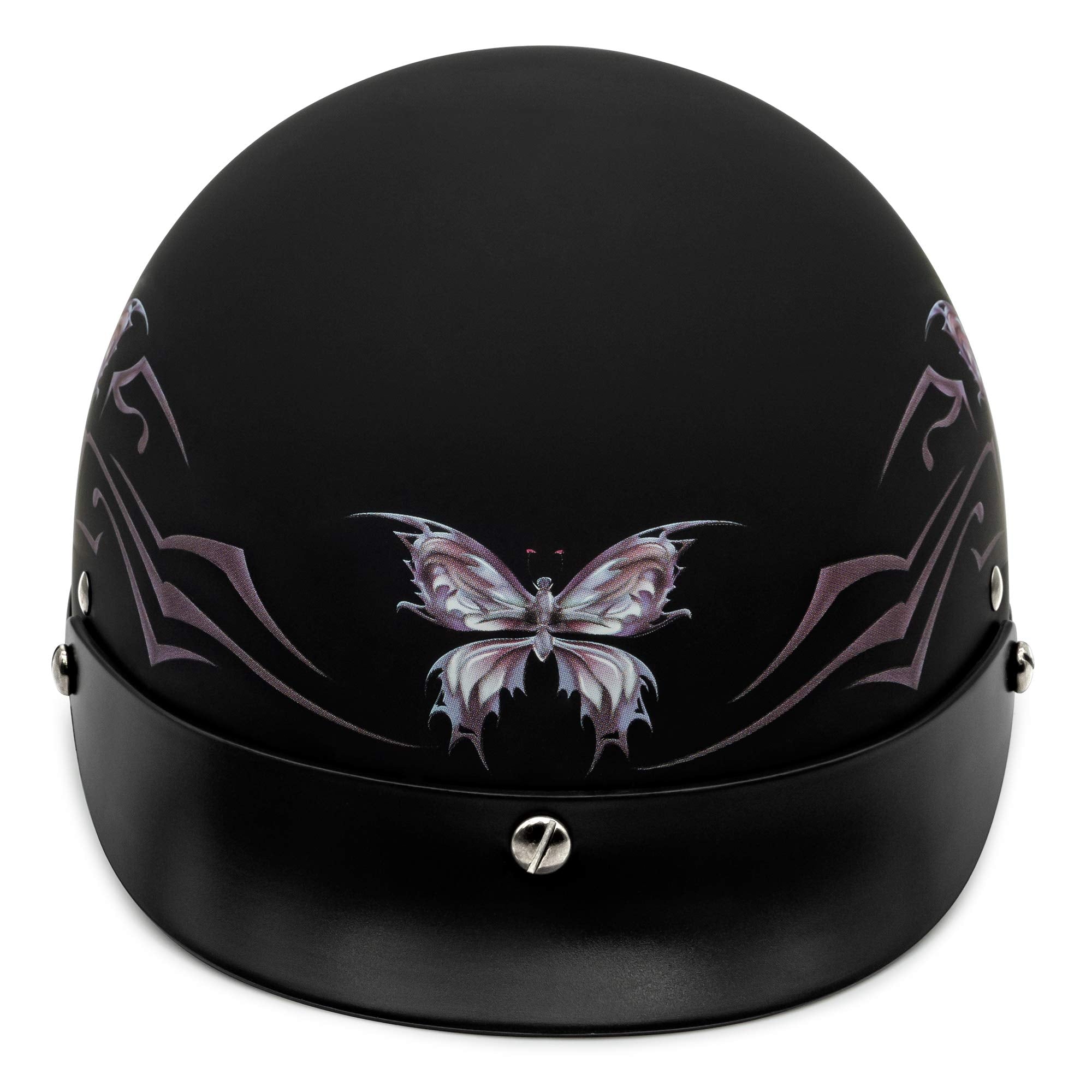 Vcan Cruiser Intricate Butterfly Motorcycle Half Helmet (Flat Black, Medium)
