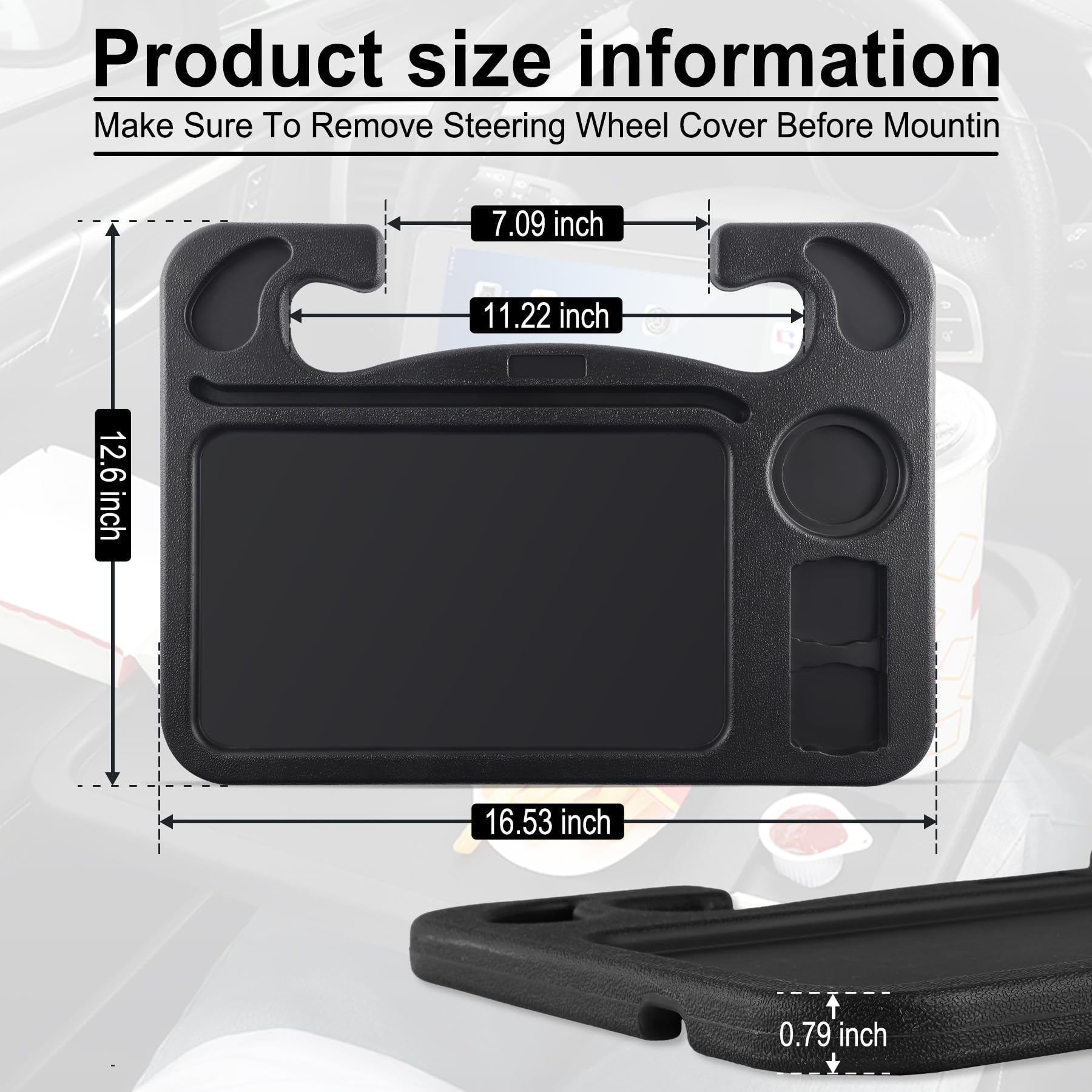 Justtop 4 In 1 Car Steering Wheel Desk For Laptop,Versatile Upgraded Car Seat Tray, Spacious Steering Wheel Table With Tablet Ho