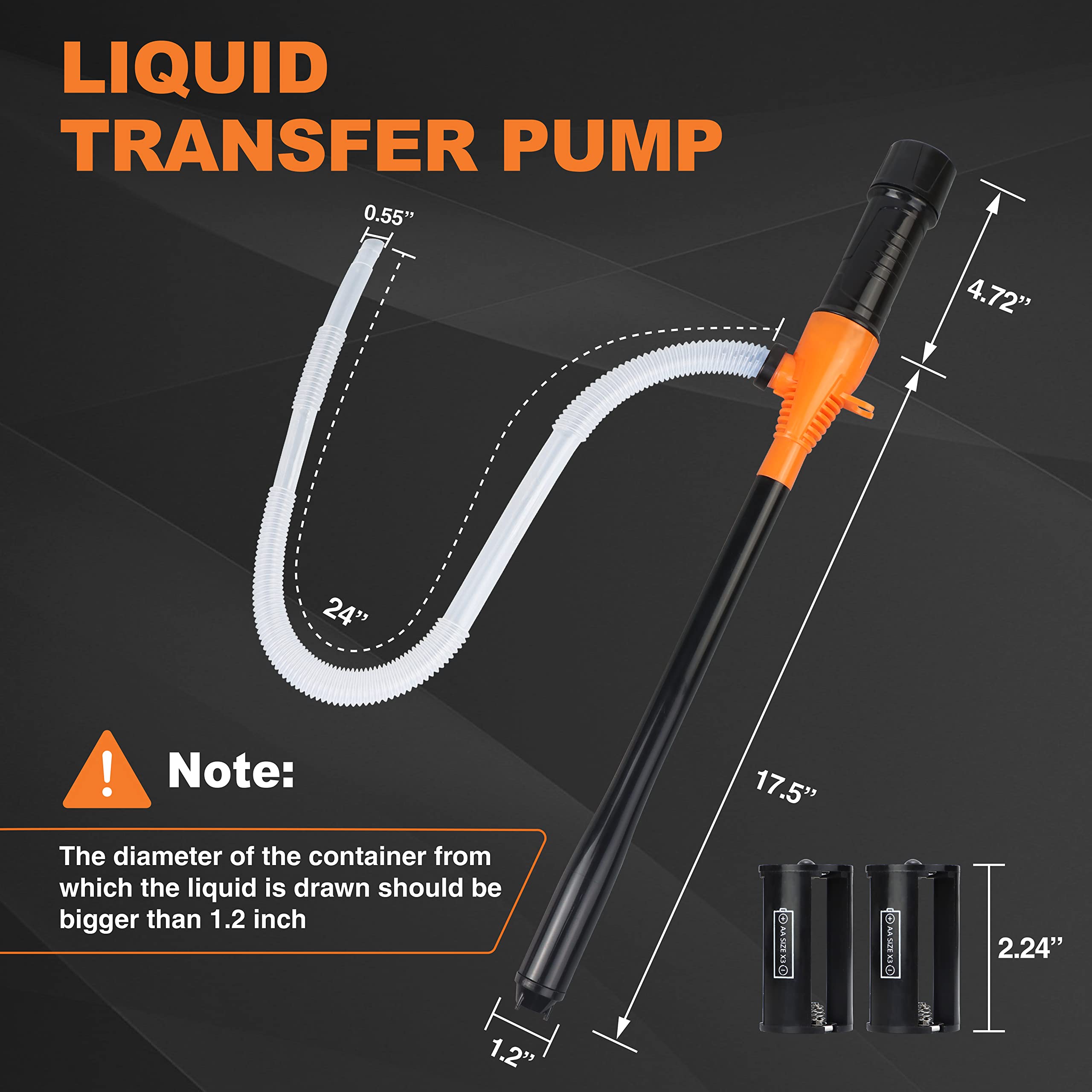 Battery Operated Electric Siphon Pump for Gas & Diesel Transfer - 3.5GPM Flow Oil Extractor - Ideal Gasoline Transfer Pump
