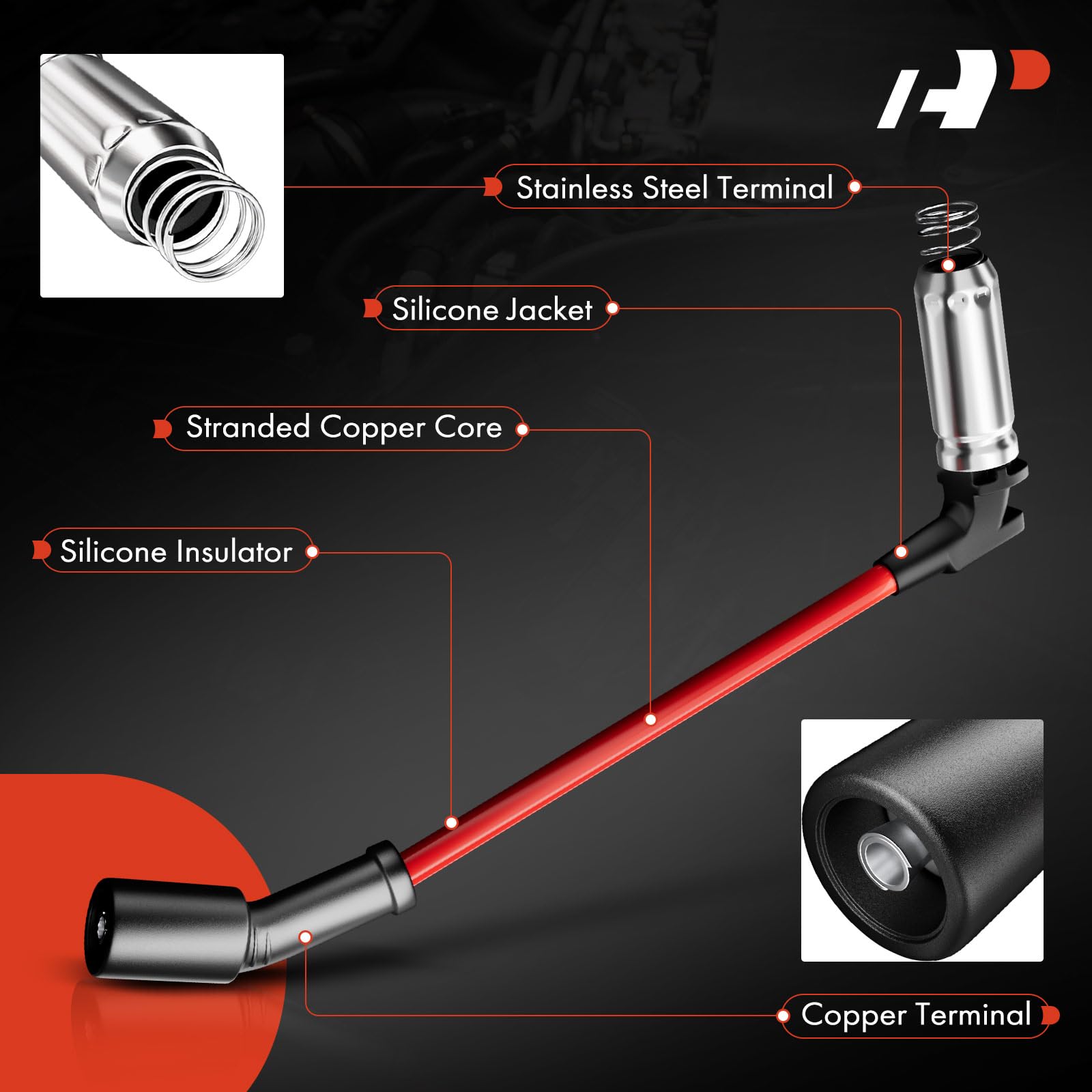 A-Premium High Heat Spark Plug Ignition Wires Set Of 8 Compatible With Chevrolet Chevy Gmc Silverado Suburban Sierra Tahoe Yukon