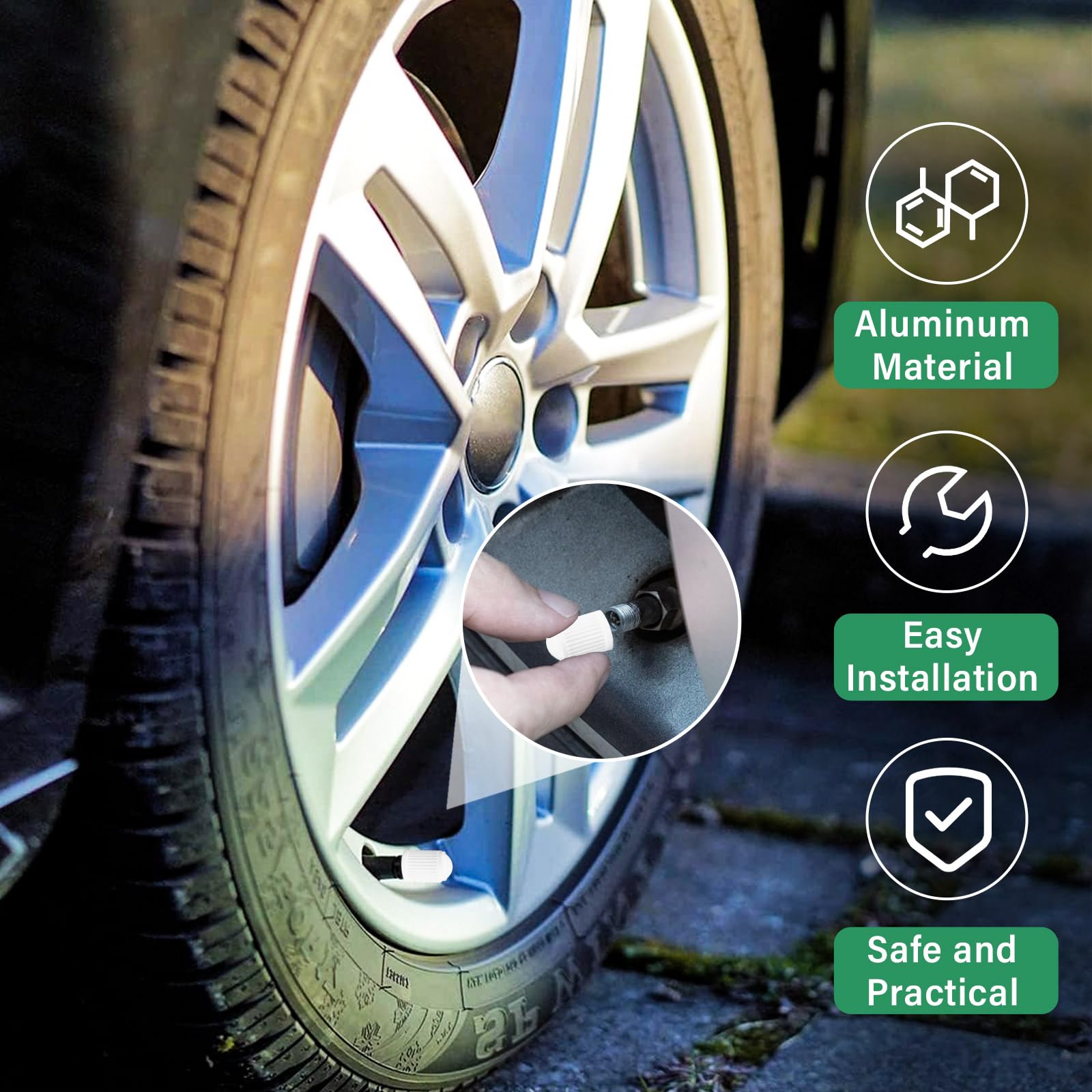 Ziciner 25 Pcs Tire Valve Stem Caps, Plastic Car Tyre Valve Cap With O Rubber Seal, Dustproof Airtight Seal Wheel Stem Covers, U