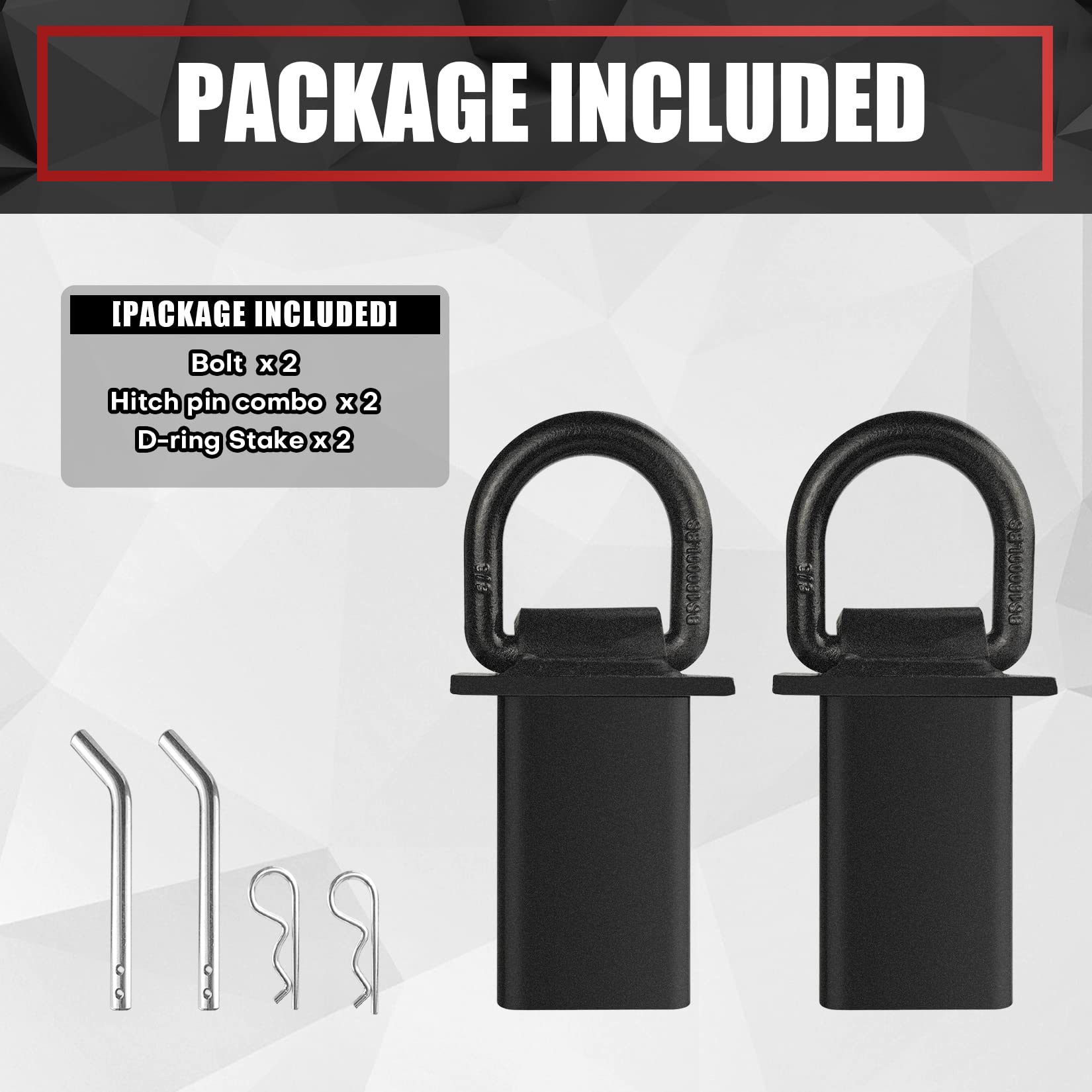 Viagl 2Pcs 18000Lbs Heavy Duty Removable D Ring Stake Pocket Tie Down For Utility Trailers And Flatbeds Equipped With Stake Pock