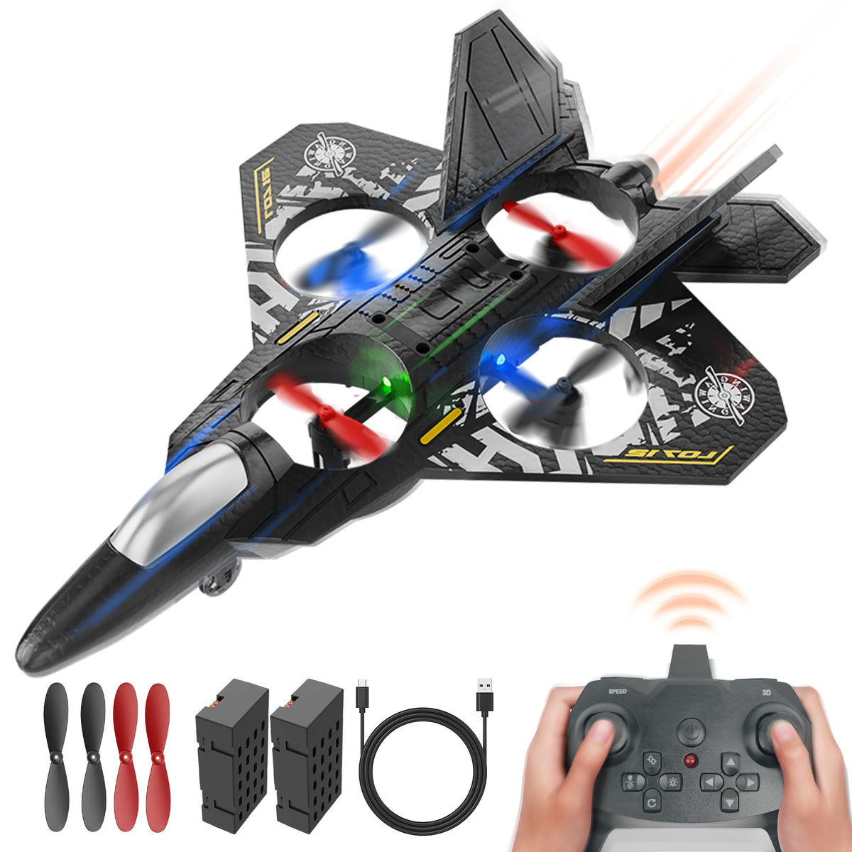 Bezgar Drones For Kids | 2.4Ghz Rc Plane, 6-Axis Gyro Remote Control Airplane, Rc Helicopter, 360 Flip Fighter Jet Toy With Colo