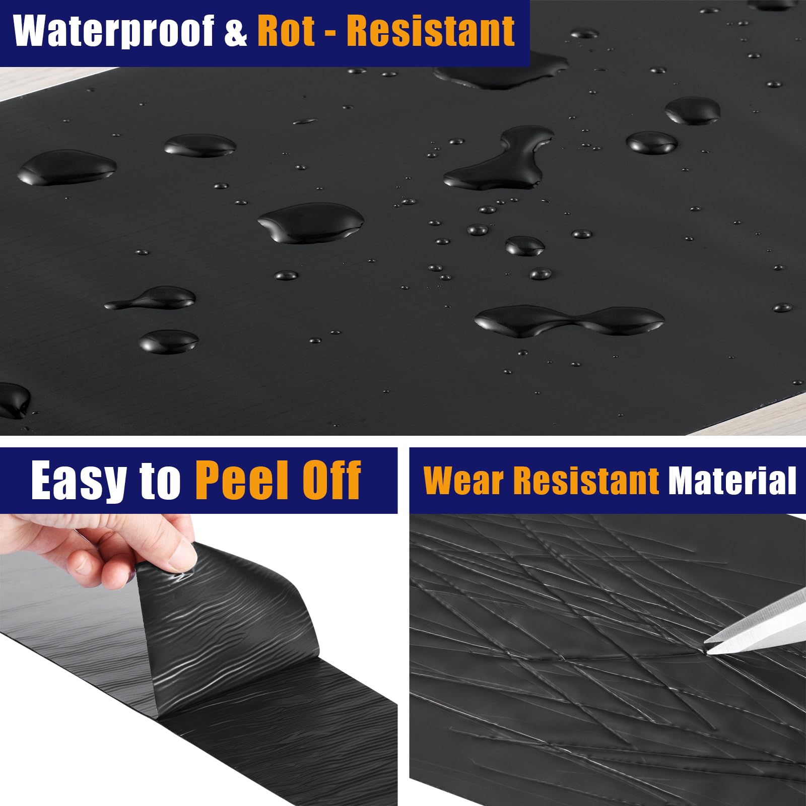 Butyl Sealant Tape, RV Roof Tape Black, 6 Inch x 50 Feet RV Repair Sealant Waterproof Tape, UV & Weatherproof Butyl Roofing Tape