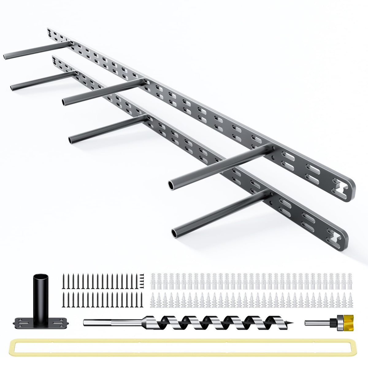 2Pcs Floating Shelf Bracket Heavy Duty,Decorative Floating Shelf Hardware Hidden Black Metal Fireplace Mantel Brackets (34'X6'X1.0' With Tools)