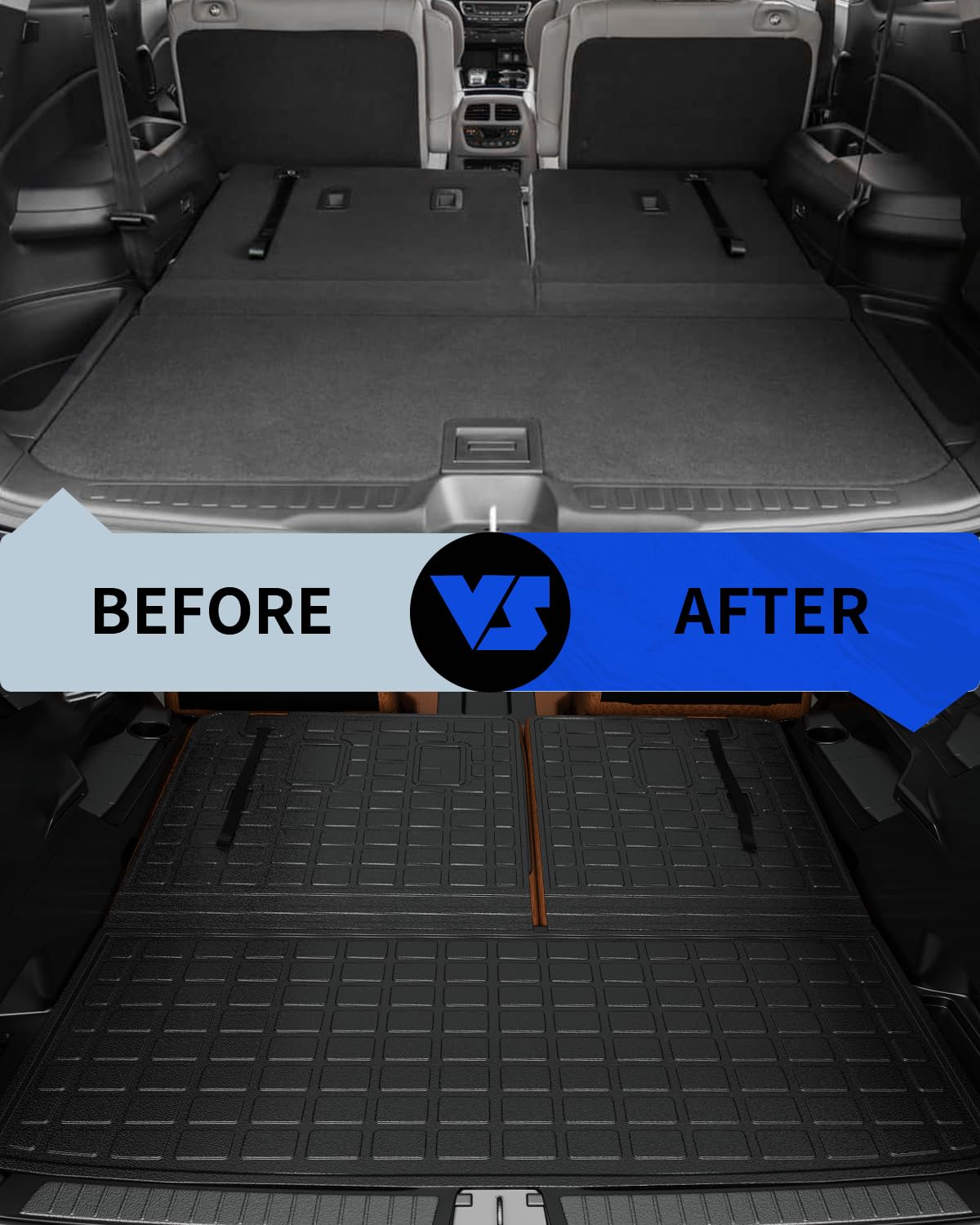 Rongtaod Cargo Mat Compatible with 2023 2024 2025 Honda Pilot Cargo Liner Trunk Mat TPE All Weather Back Seat Cover Protector Ho