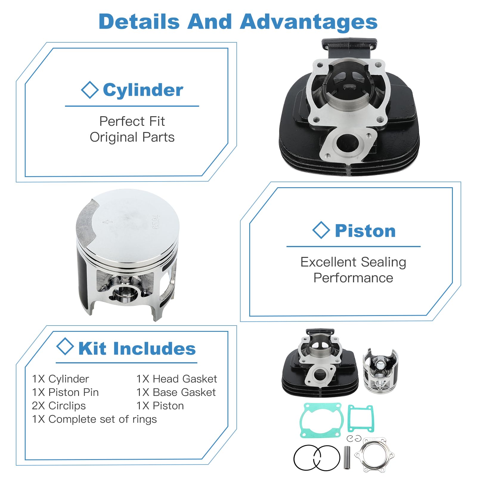 Eccpp New Cylinder Piston Ring Gasket For 1988-2006 For Yamaha Blaster 200 Yfs 200 Compatible Fit For Cylinder Piston Gasket Top End Kit
