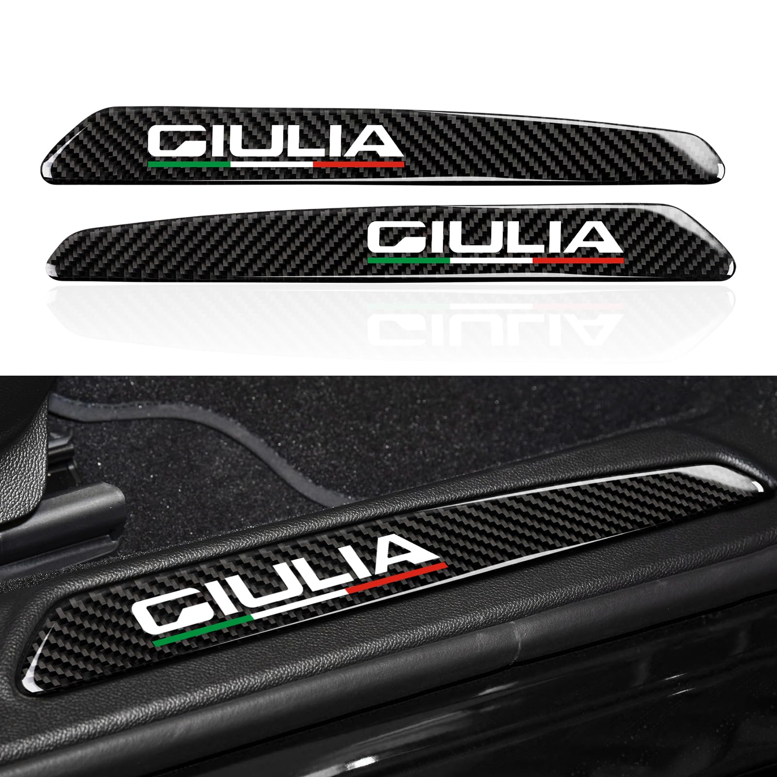 2Pcs Car Threshold Protection Sticker Decals Trim Carbon Fiber Door Entry Guard Compatible With Alfa Romeo Giulia 2017 2018 2019