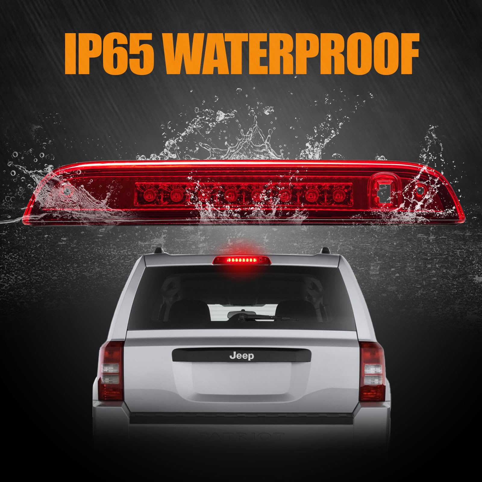 Cxdar Third 3Rd Brake Light Led For 2007-2017 Jeep Patriot, High Mount Rear Brake Lights Assembly For 07-17 Jeep Patriot, Waterp