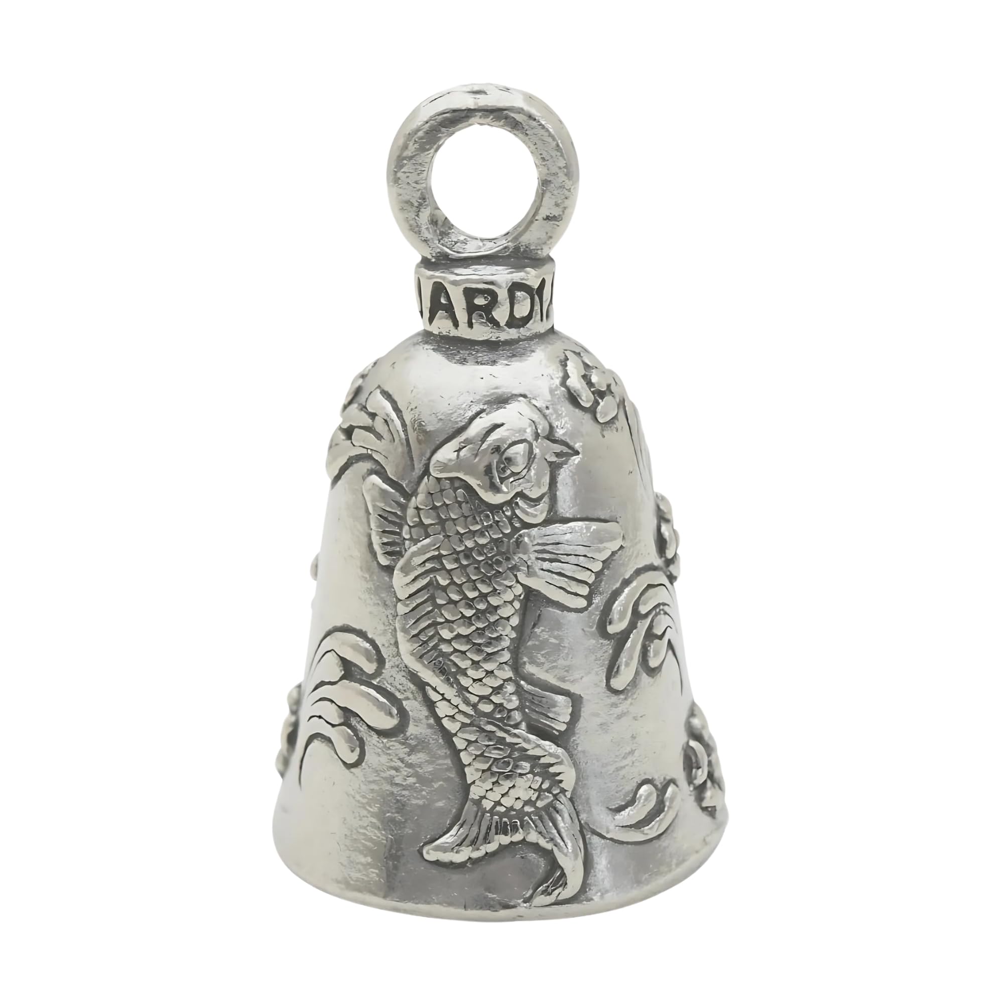 Guardian Bell Japanese Koi Good Luck Bell W/Keyring & Black Velvet Gift Bag | Motorcycle Bell | Lead-Free Pewter | Made In Usa