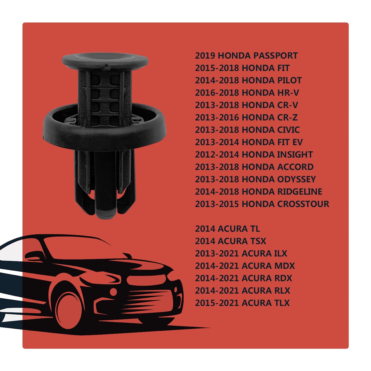 20Pcs Fastener Rivet, Rear Front Bumper Cover Fender Grille Under Cover Push-Type Retainer Clip Compatible With Honda Acura Civi