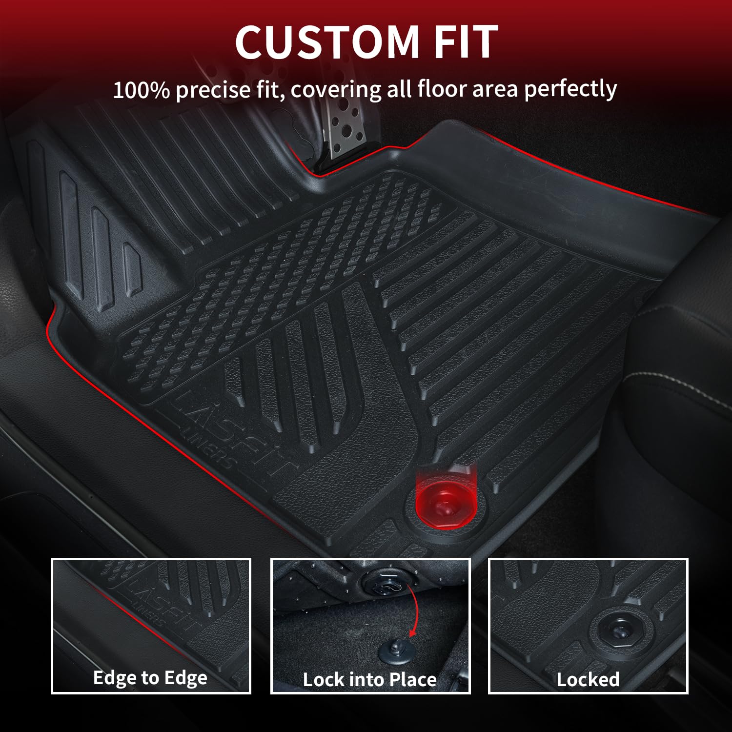 Lasfit Floor Mats For Toyota Camry 2025 Hybrid/Le/Se/Xse/Xle, All Weather Custom Fit Tpe Floor Liner For Camry 2025 Front & Rear