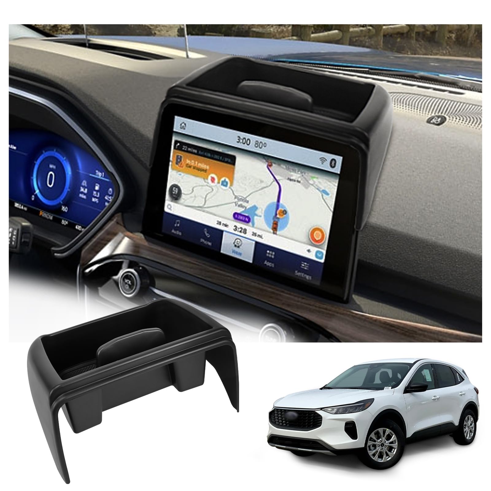 Carwiner Center Console Dash Storage Tray For 2020-2024 2025 Ford Escape Accessories Console Dashboard Organizer With Cellphone