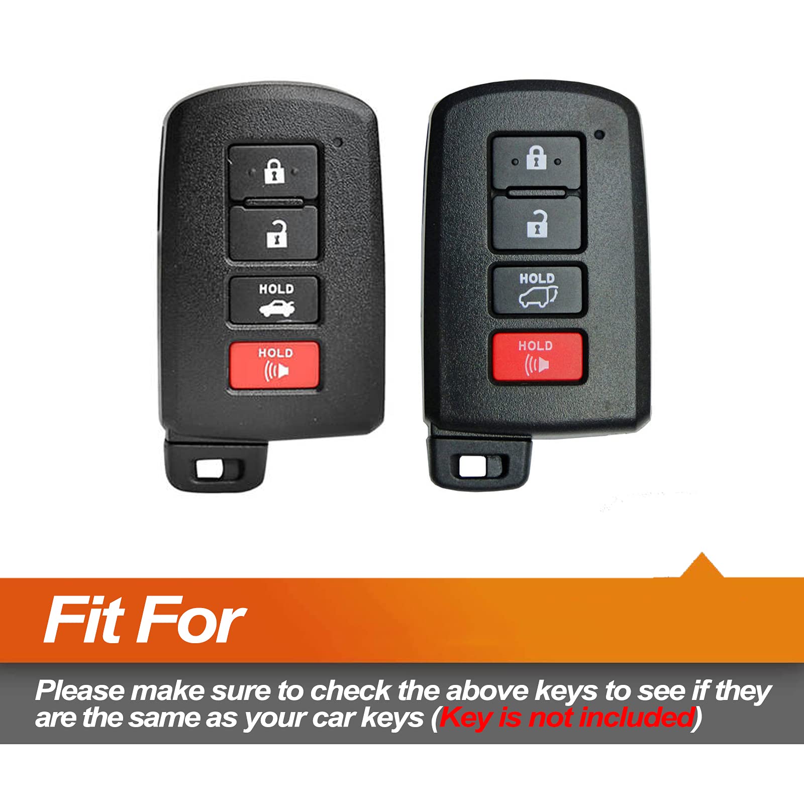 Eyanbis Silicone Key Fob Cover Fit For Toyota Avalon Camry Corolla Highlander Rav4 Sequoia Smart 4 Buttons Key Fob | Car Accessories | Remote Key Protection Case - Black & Black