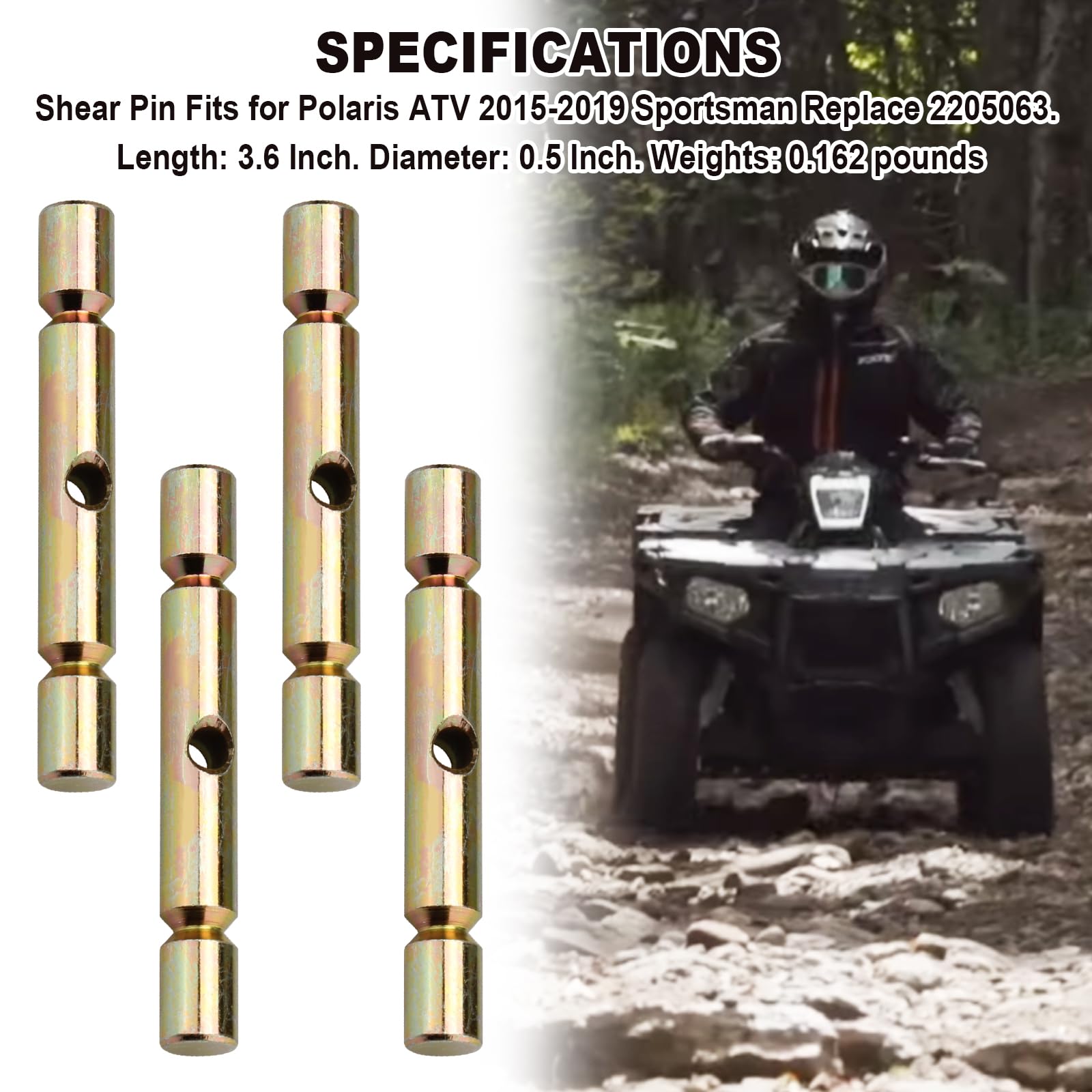 Aillsa ATV Snow Plow Shear Pin(4pc) Compatible with Polaris ATV Snow Plow Glacier,fits Polaris ATV 2015-2019 Sportsman 2205063 R