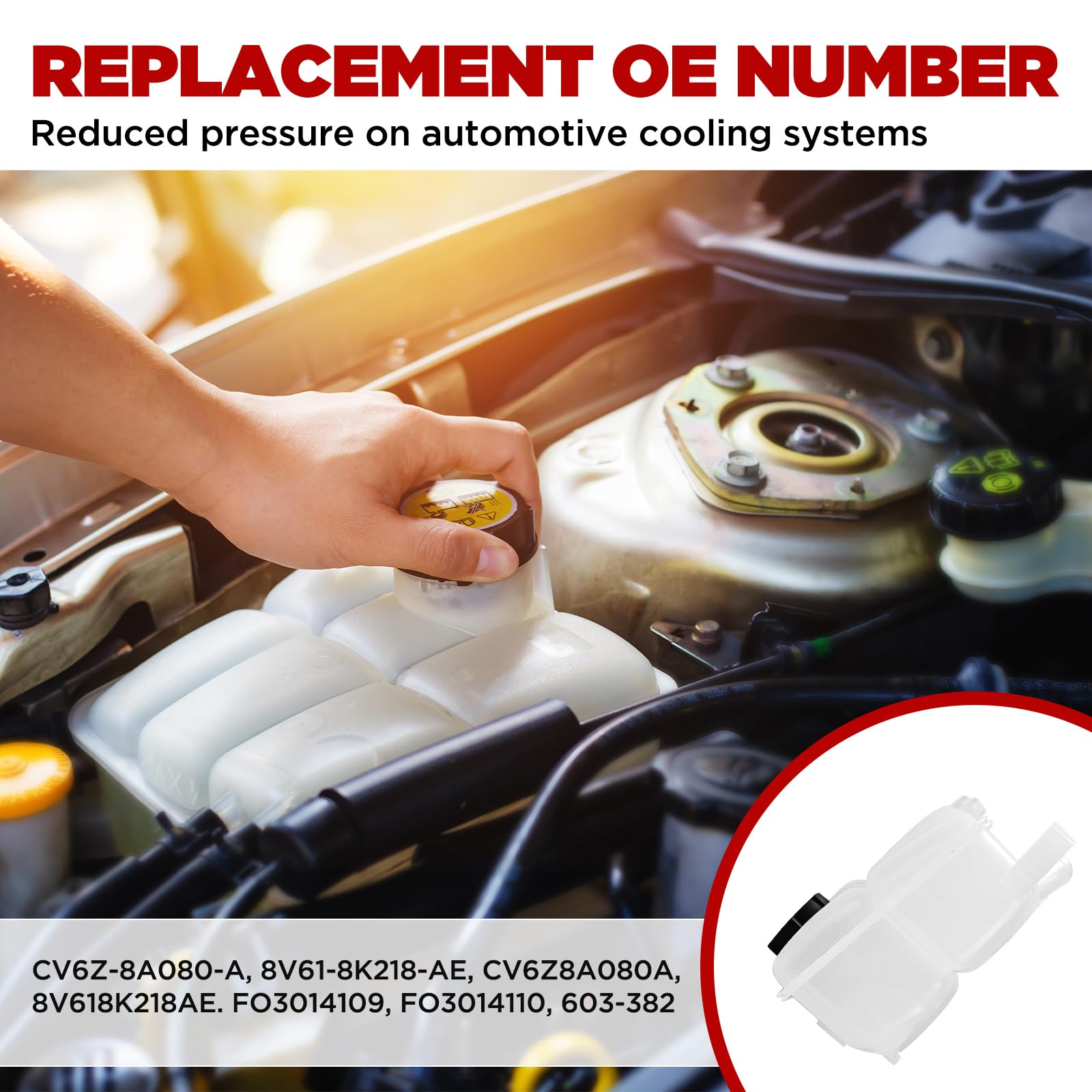 Bdfhyk Engine Coolant Expansion Reservoir Overflow Tank Compatible With Ford C-Max Escape Focus Transit Connect Replace 603-382 Cv6Z-8A080-A Fo3014109 Fo3014110 8V61-8K218-Ae Cv6Z8A080A 8V618K218Ae