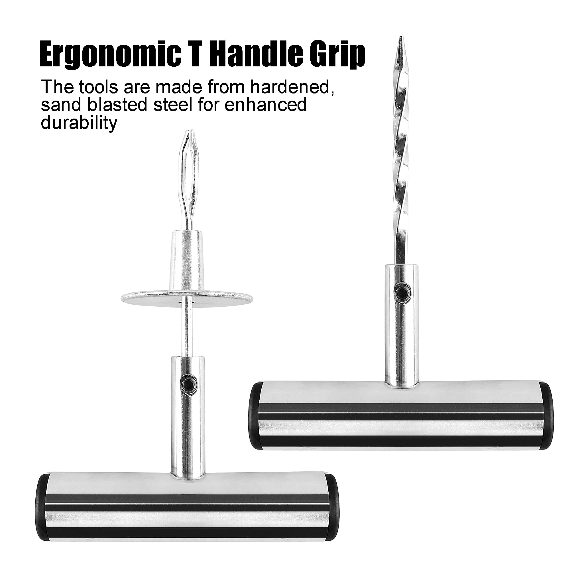 Awelcraft Heavy Duty Tire Repair Tools Kit - 57 Pcs Set Truck Tool Box For Motorcycle, Car, Atv, Jeep, Truck, Tractor Flat Tire Plug Kit