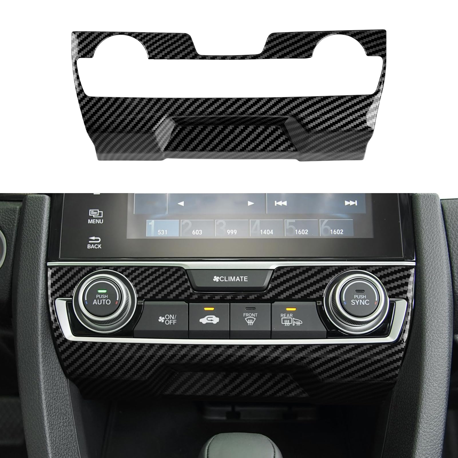 BRMYL Air Condiitioning Center Console Panel Decals for 2016-2021 Honda Civic 10th Gen Accessories ABS Carbon Fiber Stickers, NO
