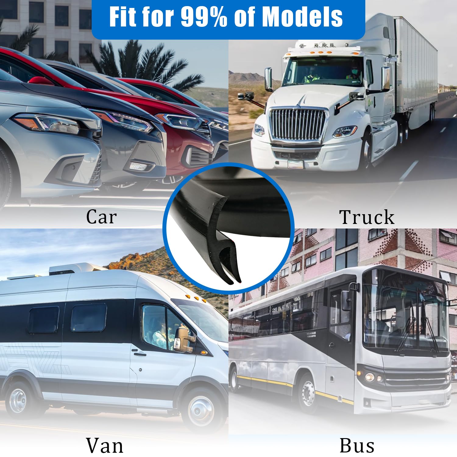 Smeyta Windshield Rubber Seal Strip,Weather Stripping Seal Strip For Windshield,Car Weather Stripping,Sunroof Seal For Car/Truck/Suv Front Rear Windshield(5.6Ft/1.7M,1Pc)