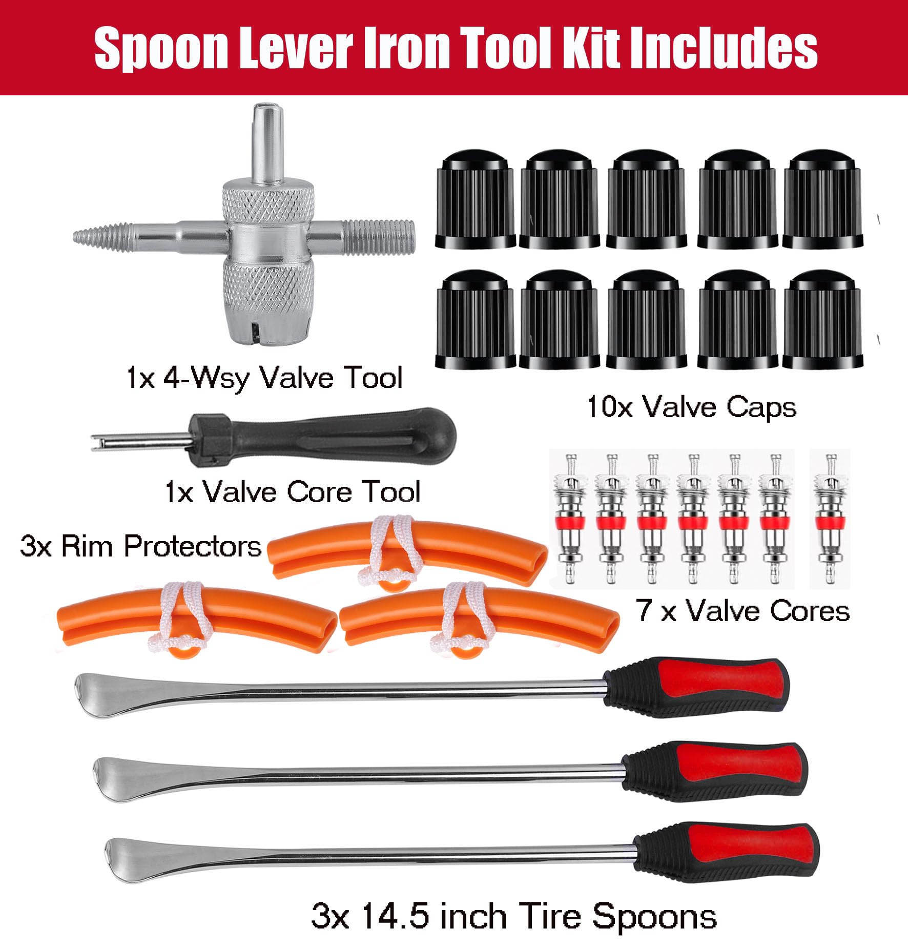 Wintowin 14.5'' Tire Spoons Tool Set, Professional Tire Changing Kit For Dirt Bike, Motorcycle, Wheelchair, Lawn Mower, Tractor,