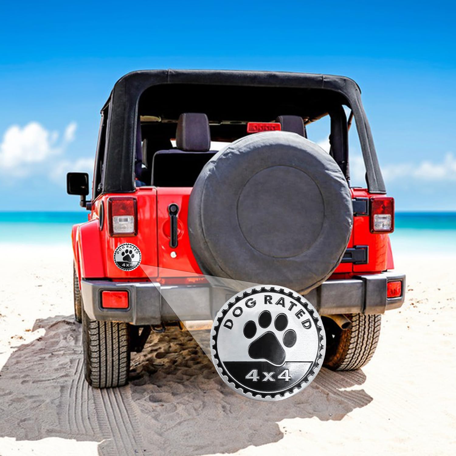 2 Pcs Dogs Badge Rated Car Emblem, 4 X 4 Metal Automotive Badge, 3D Round Metal Car Badges Emblems, Car Badge Decals Stickers Co