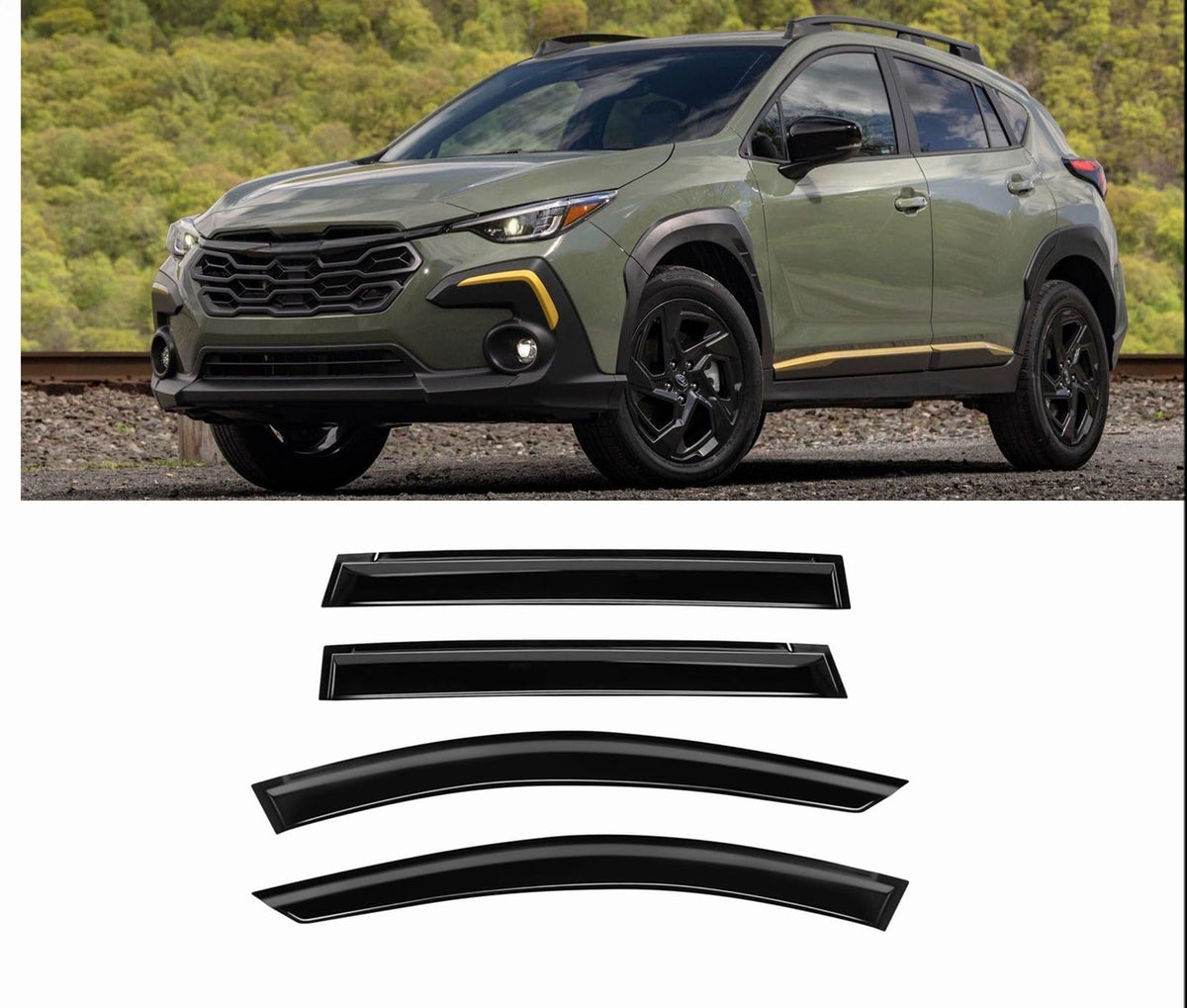 Zzdsnj Tape-On Window Visors 4-Piece For 2024 2025 Subaru Crosstrek Sun Rain Guards Shield Shade Smoke