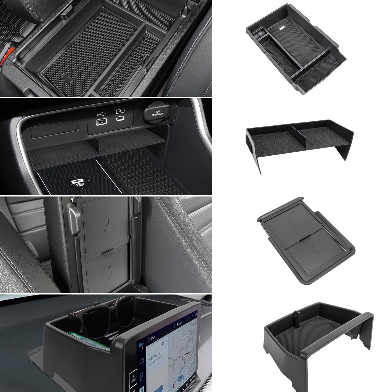 Neepiar 4Pcs Center Console Organizer Compatible With 2023 2024 2025 Honda Cr-V Ex-L/Sport-L Hybrid Dashboard Tray And Armrest S