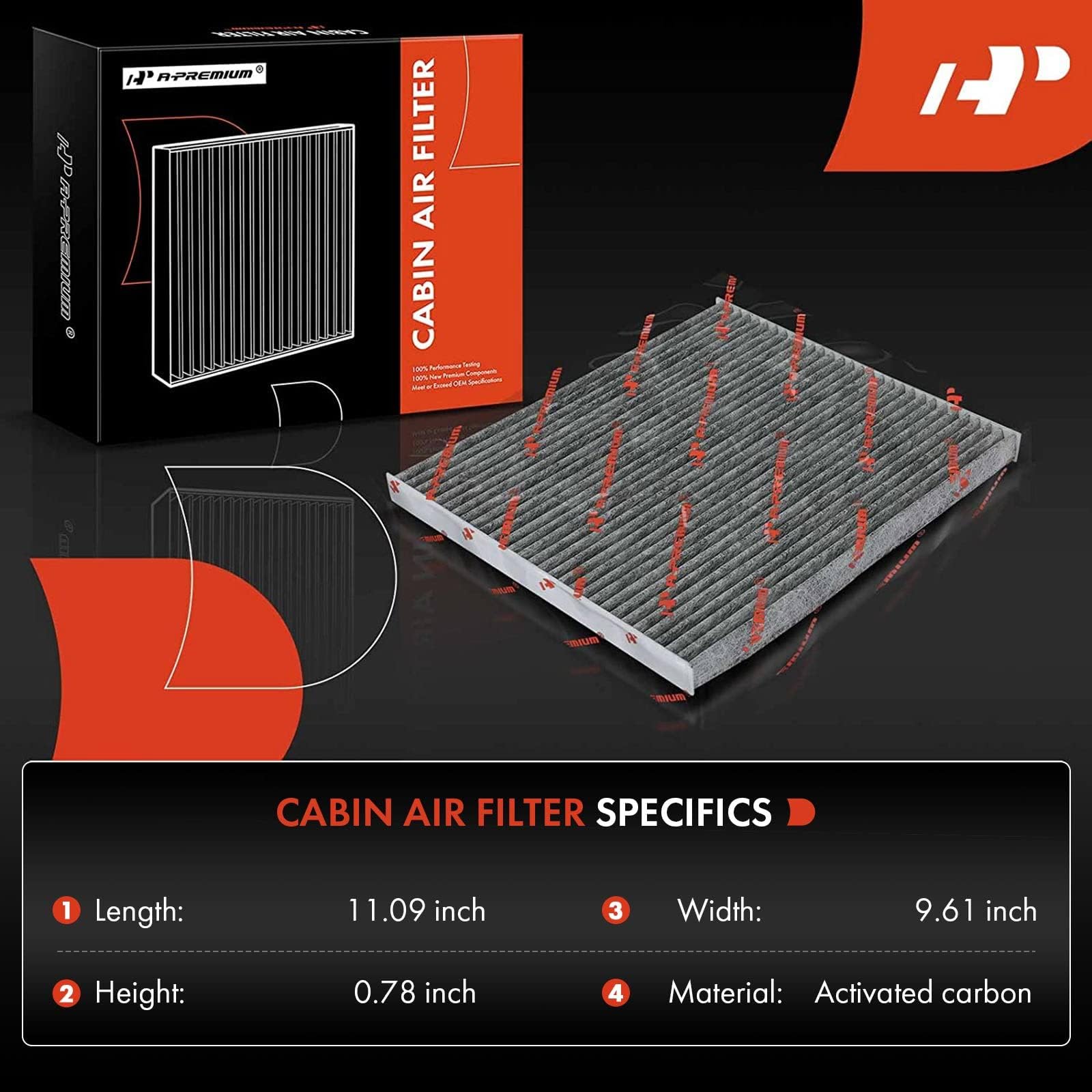A-Premium Cabin Air Filter with Activated Carbon Compatible with Nissan & Infiniti Models - Altima 2013-2018, Murano 2015-2023, Pathfinder 2013-2020, Maxima 2016-2023, QX60 2014-2020, JX35 2013