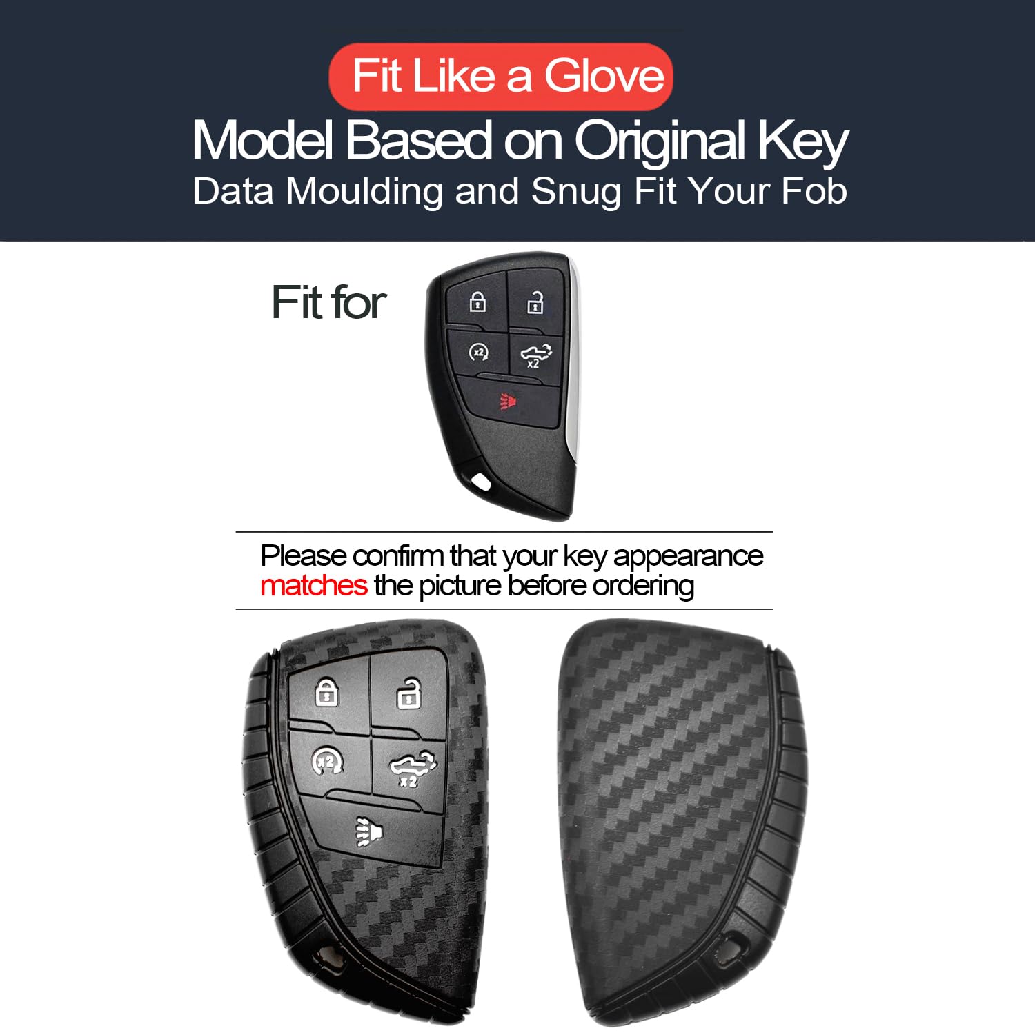 Infipar 2Pcs Compatible With Chevy Gmc Key Fob Cover Case Key Chain Fit For Chevrolet Chevy Silverado 1500 2500 3500 Hd Ev Gmc S