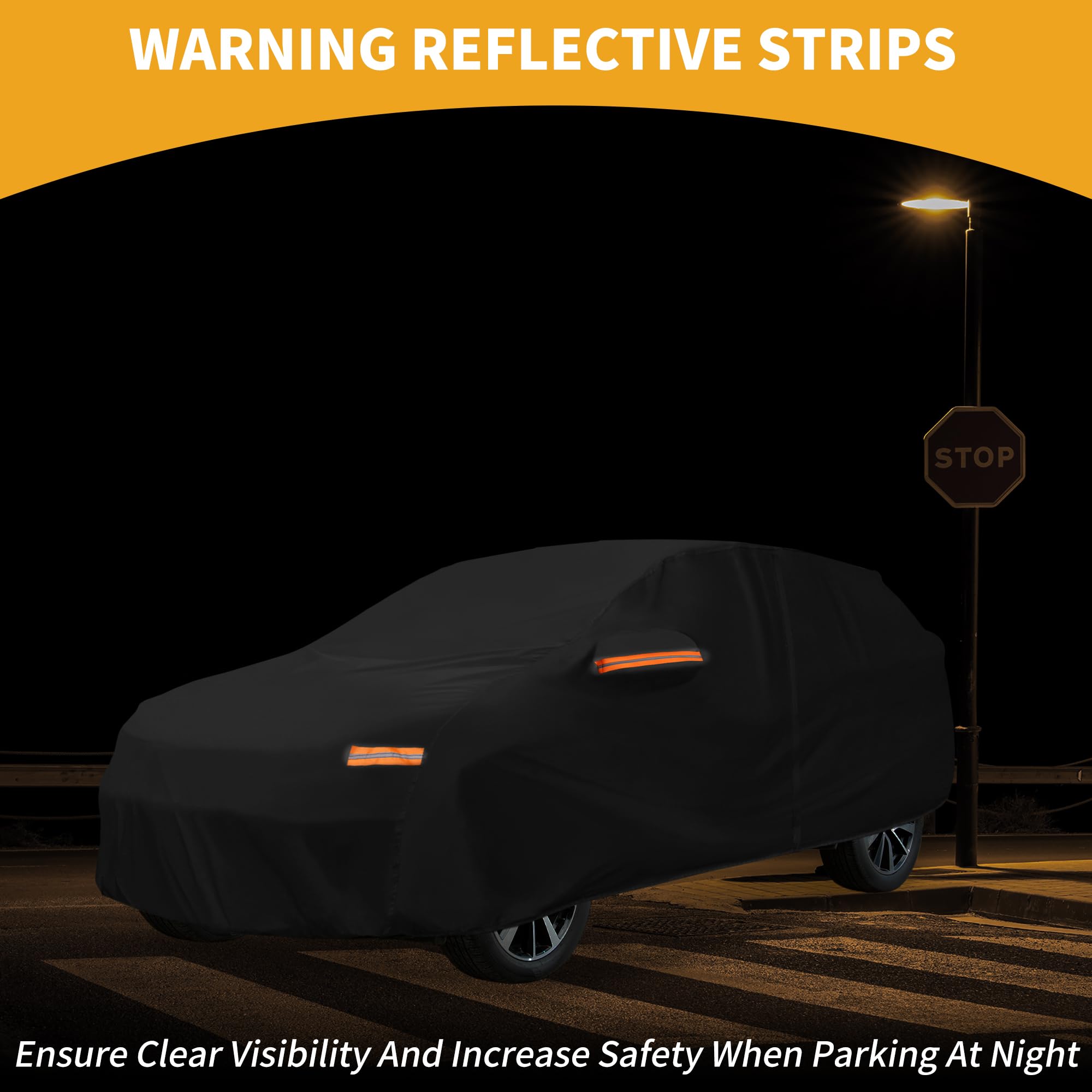 Partuto Universal Car Cover Waterproof All Weather 190T-PU, UV Sun Rain Protection, Fits for SUV Length 191''-200'', with Left S