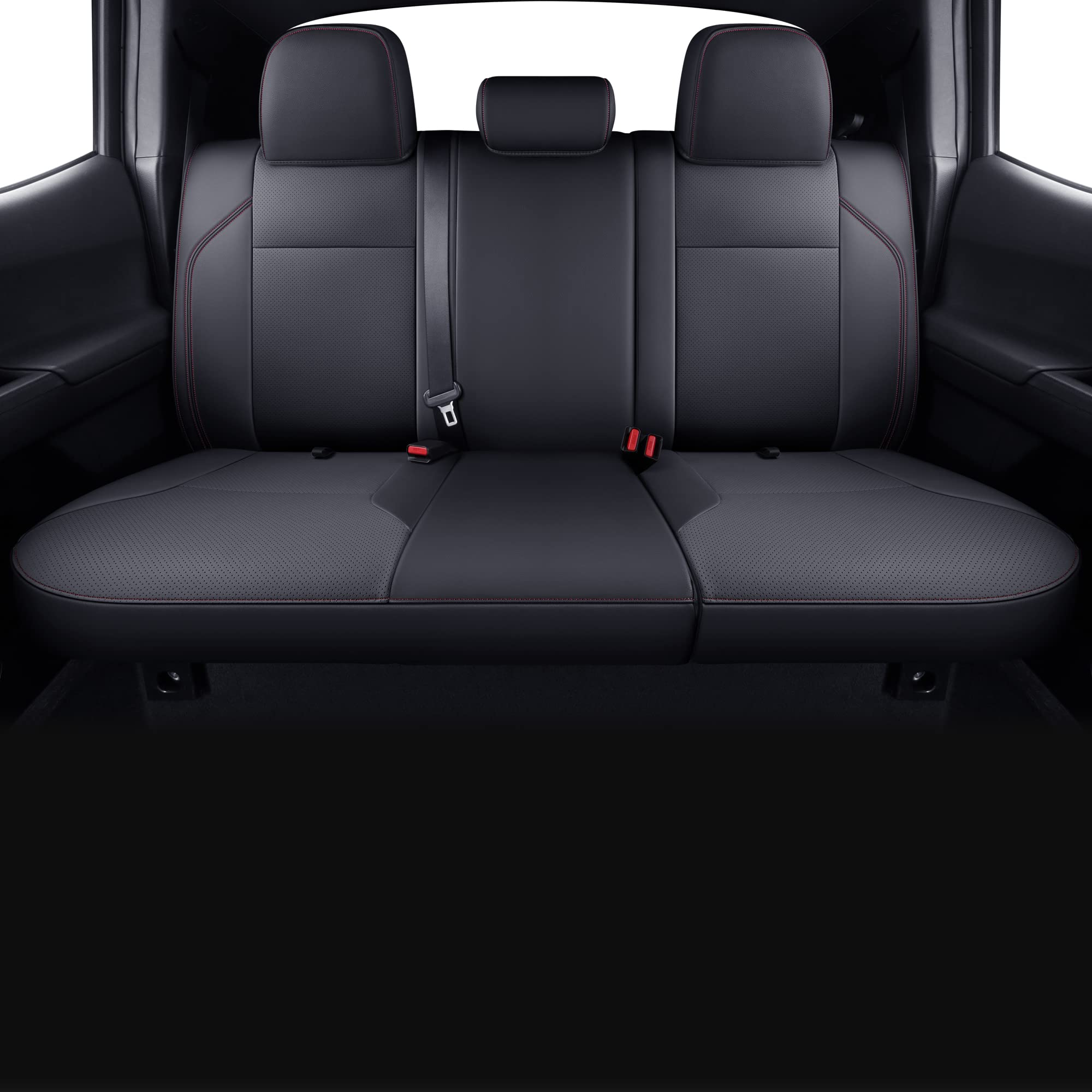 Luckyman Club Tacoma Custom Fit Seat Covers For 2024 2025 Tacoma Crew Cab With Faux Leather (Black & Red)