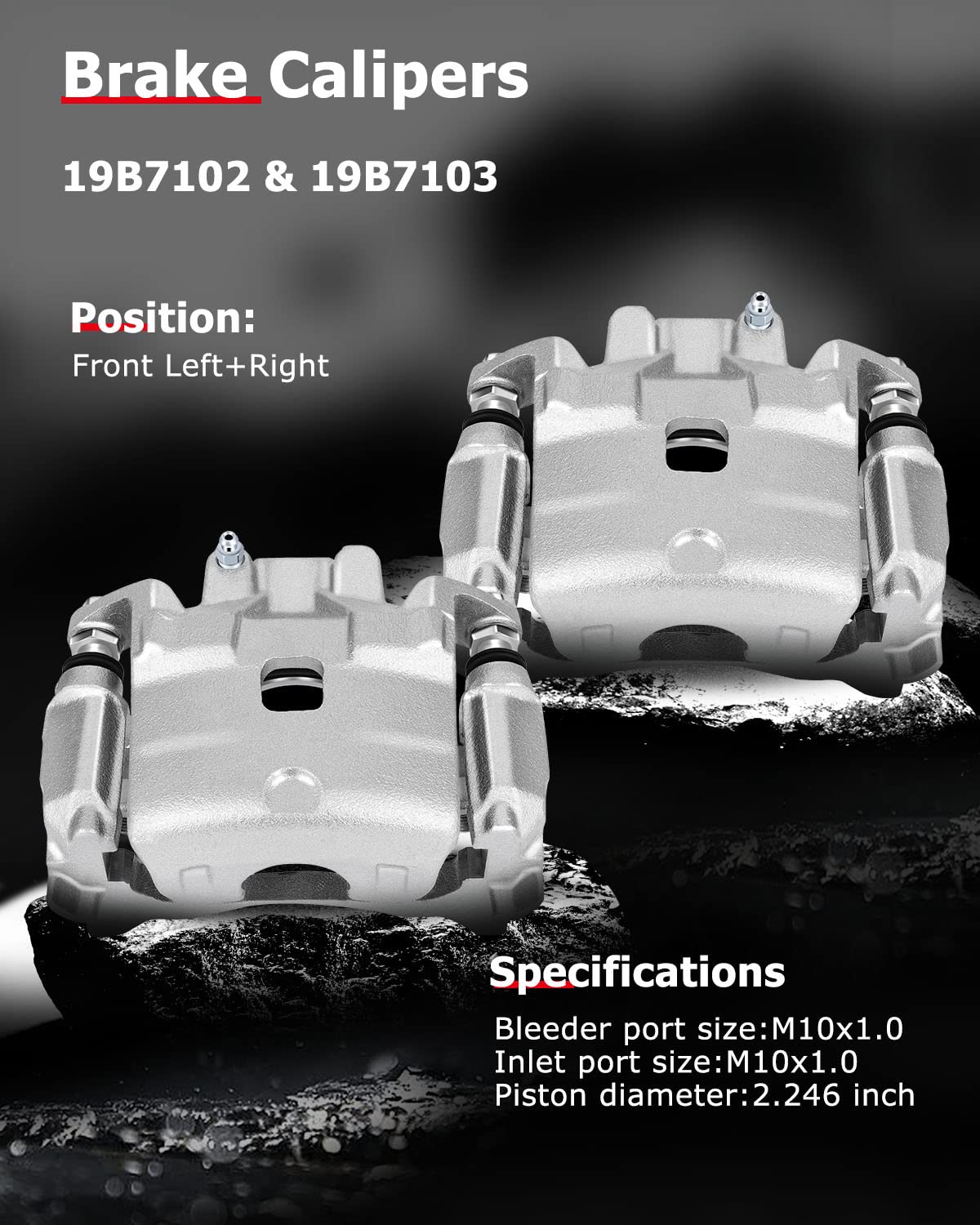 cciyu 19B7102 19B7103 Front Left & Right Brake Calipers With Bracket For Nissan For Altima 2013-2019,For Nissan For LEAF 2014-20