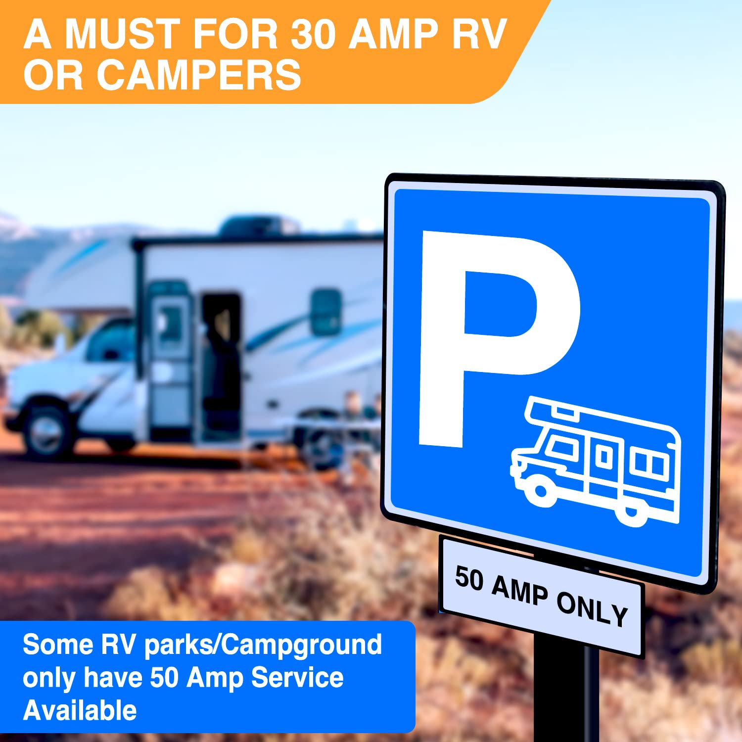 Nilight - 50033R 18 Inch 50 Amp To 30 Amp Rv Plug Adapter Heavy Duty Dogbone Electrical Adapter With Handle 50A Male To 30A Fema