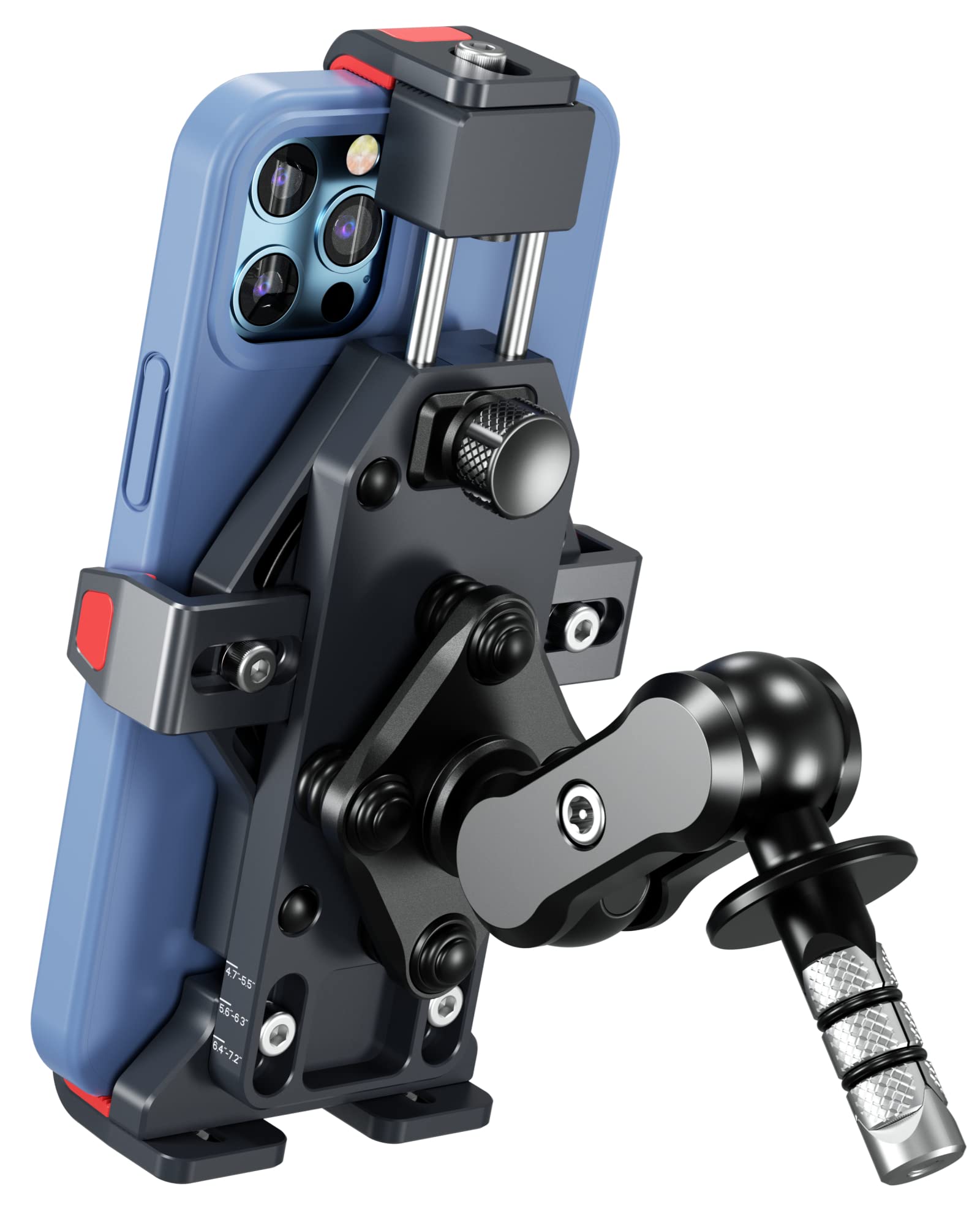 BRCOVAN Aluminum Alloy Motorcycle Fork Stem Phone Mount with Vibration Dampener & High-Speed Secure Lock, Anti-Theft Adjustable 
