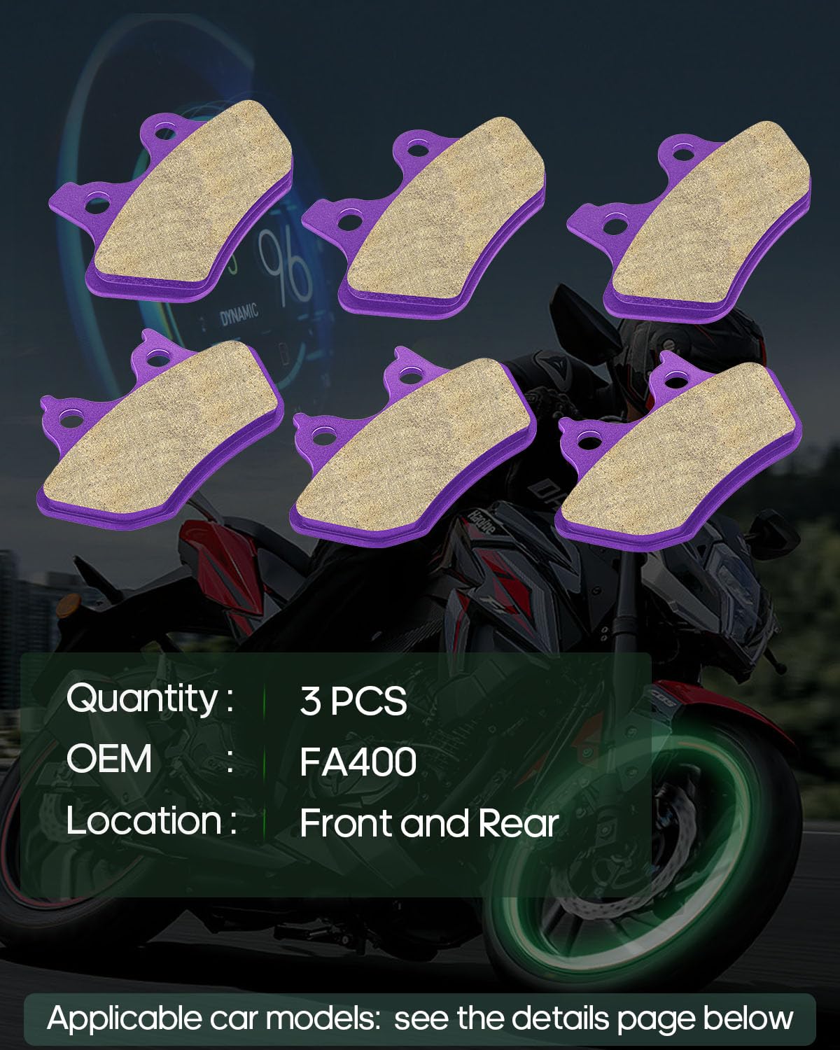 Scitoo Carbon Fiber Brake Pads Fit For 00-03 Dyna, 00-05 Glide, 00-07 Road King, 06 Street Glide