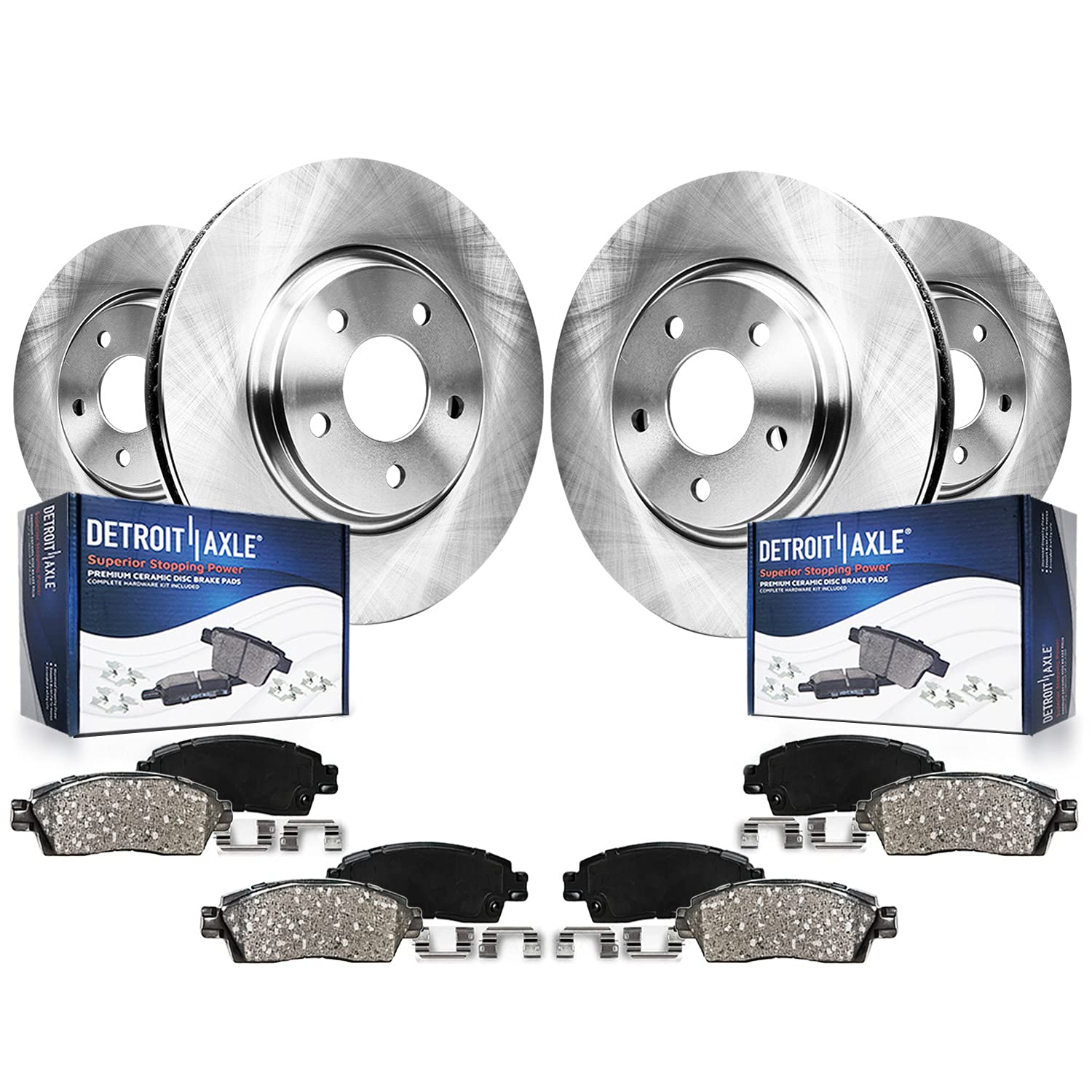 Detroit Axle - 8pc Brake Kit for 2008-2015 Mercedes-Benz C350, 2010-2012 E350, Disc Brake Rotors Ceramic Brake Pads 2009 2011 20