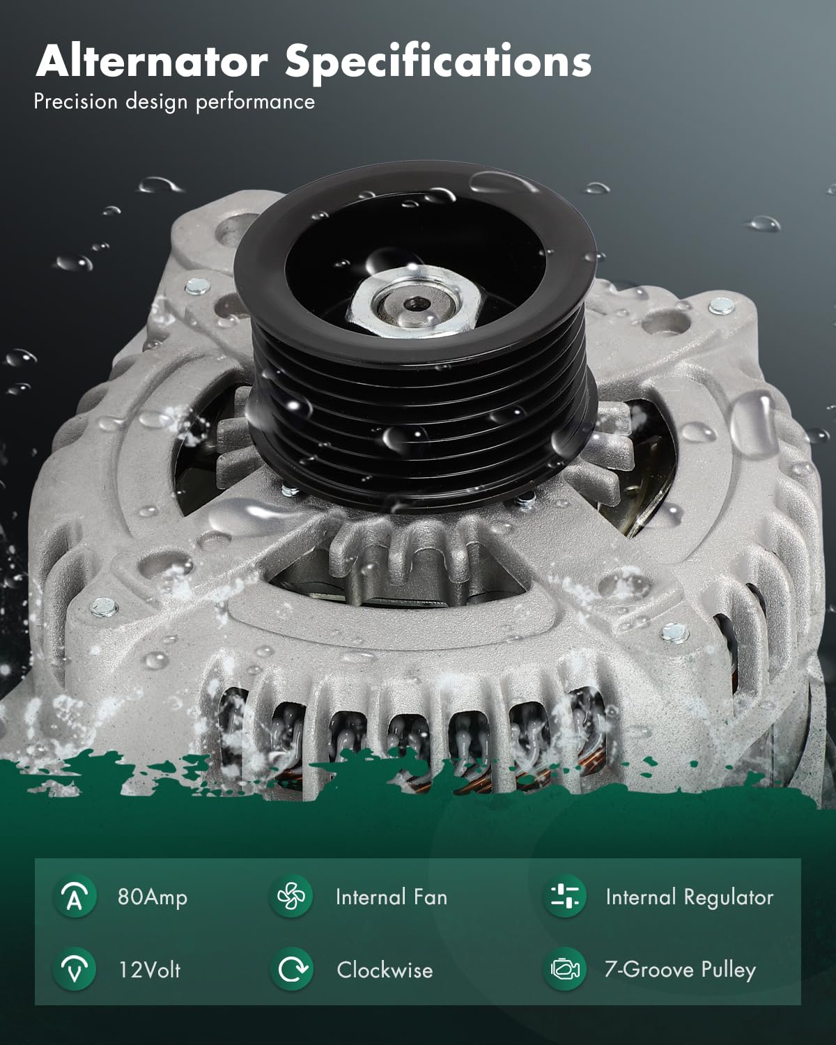 SCITOO Alternator Fits for Toyota Solara Camry 2.4L 2.4 L4 2002-2003 - 12V 80Amp CW 7-Groove Pulley, Replace OE 13958 102211-238