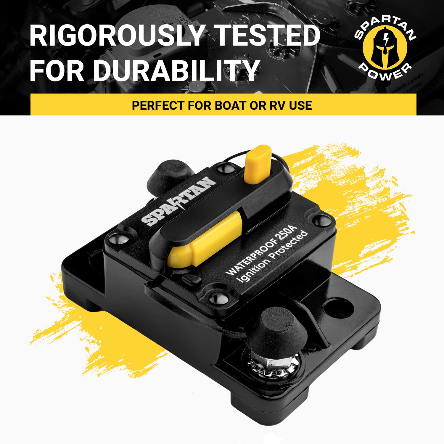 Spartan Power Ignition Protected Marine Circuit Breaker - Waterproof Circuit Breaker, Battery Disconnect Switch, Resettable Fuse