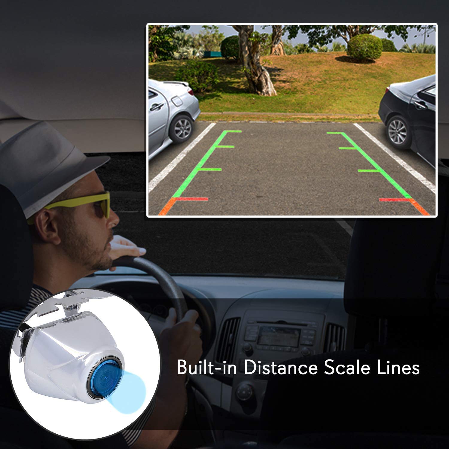 Pyle Car Rearview Backup Camera - Compact, Night Vision Illumination, Stainless Steel, Waterproof, Tilt-Adjustable Cam Lens Angl