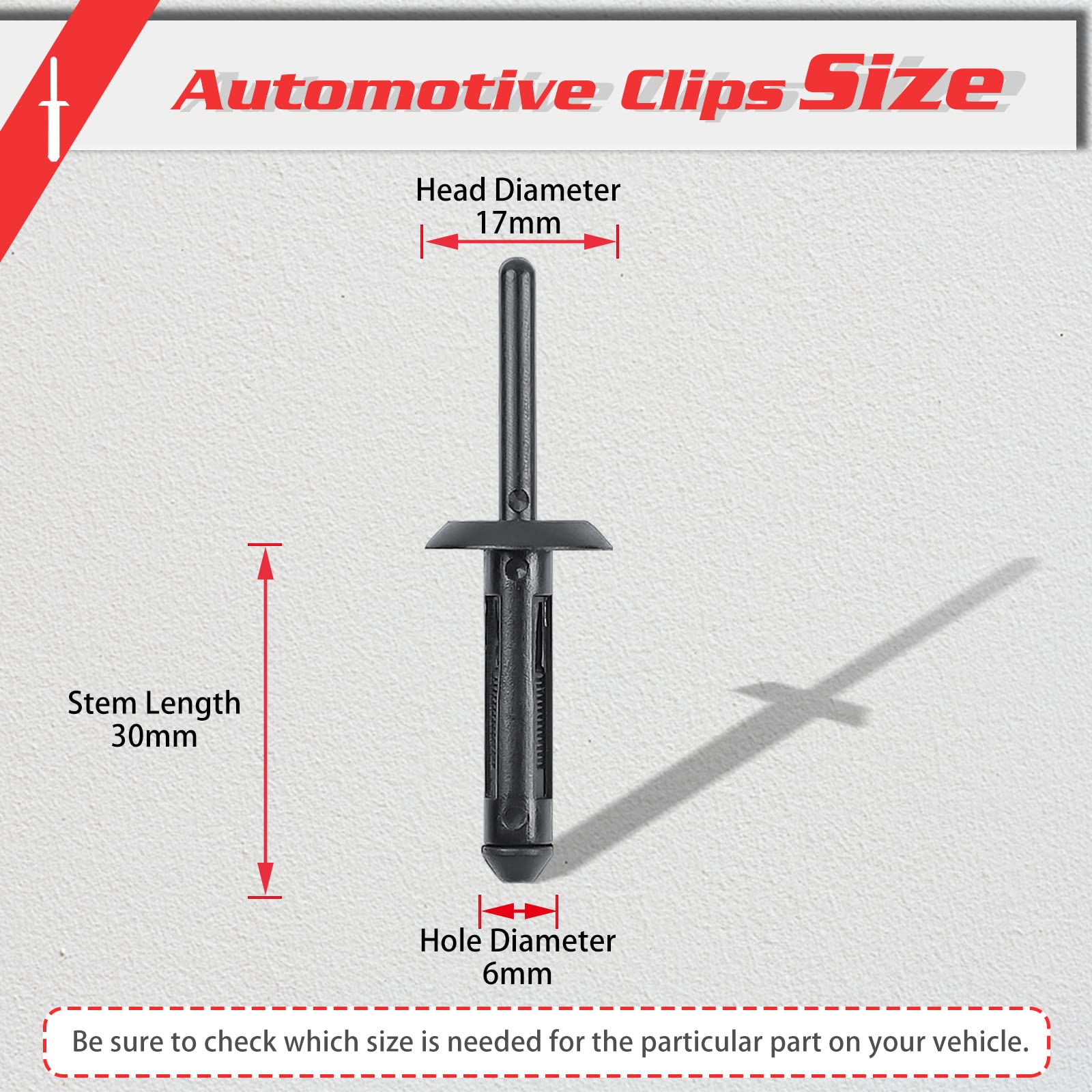 OTUAYAUTO 100PCS Plastic Rivet Clip, Replacement for Jeep Wrangler 07-15, Chrysler 300 99-10, Dodge Avenger 08-14, Nylon Fastene