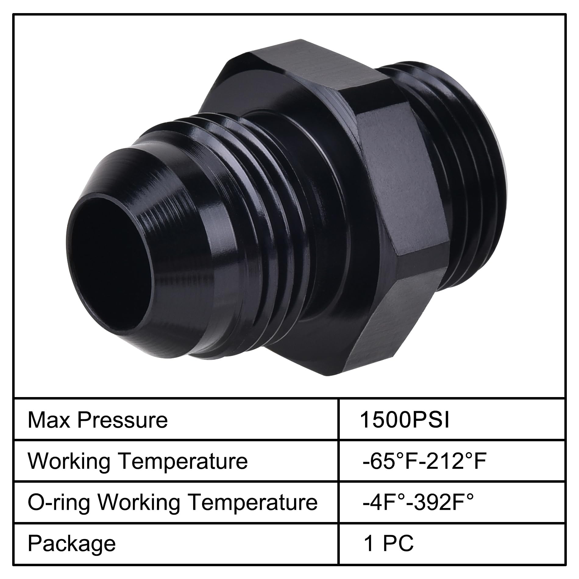 Evil Energy 8An Flare To 8An Orb Male Fuel Rail Adapter Fitting Black 2Pcs